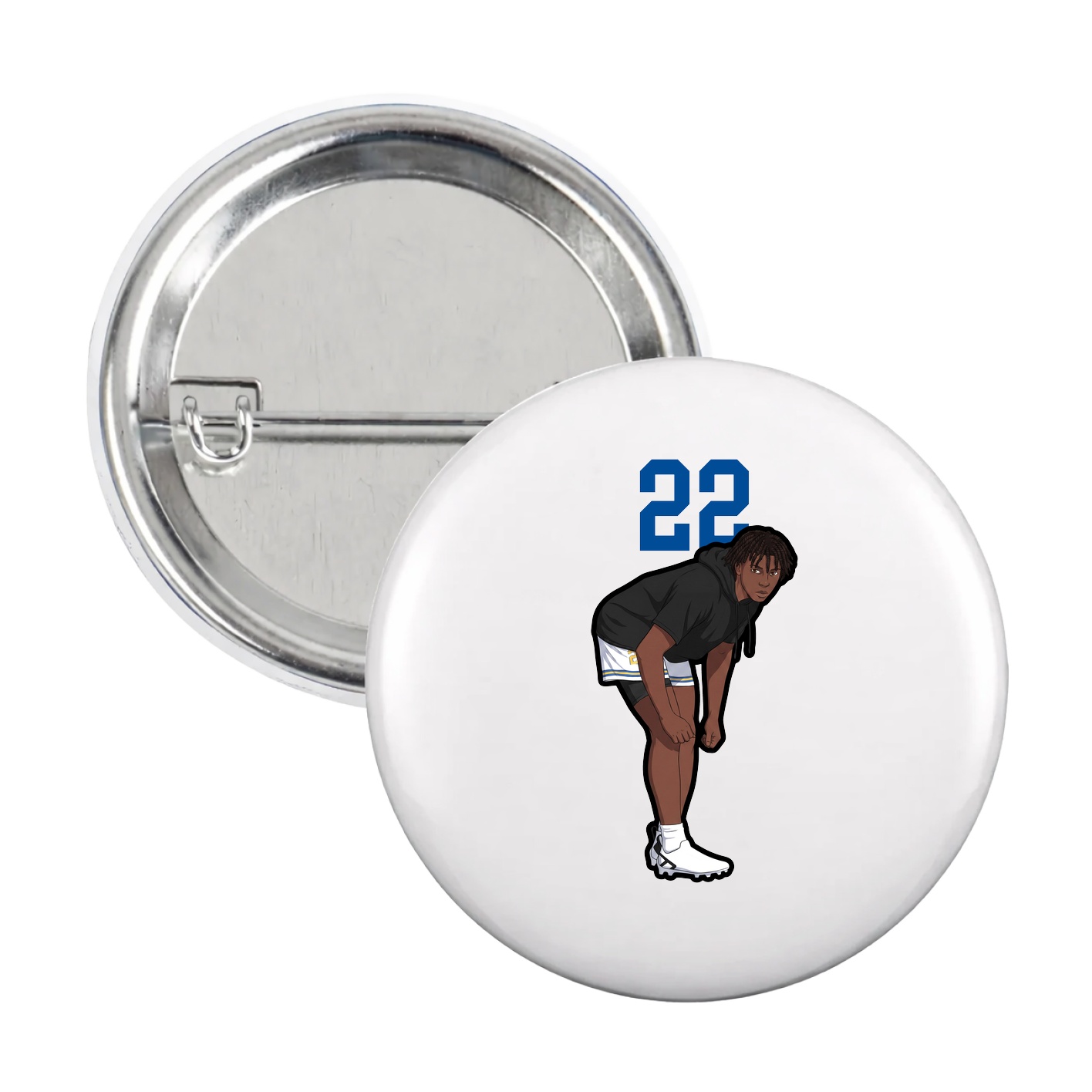 Game Day Button — Number Top in White