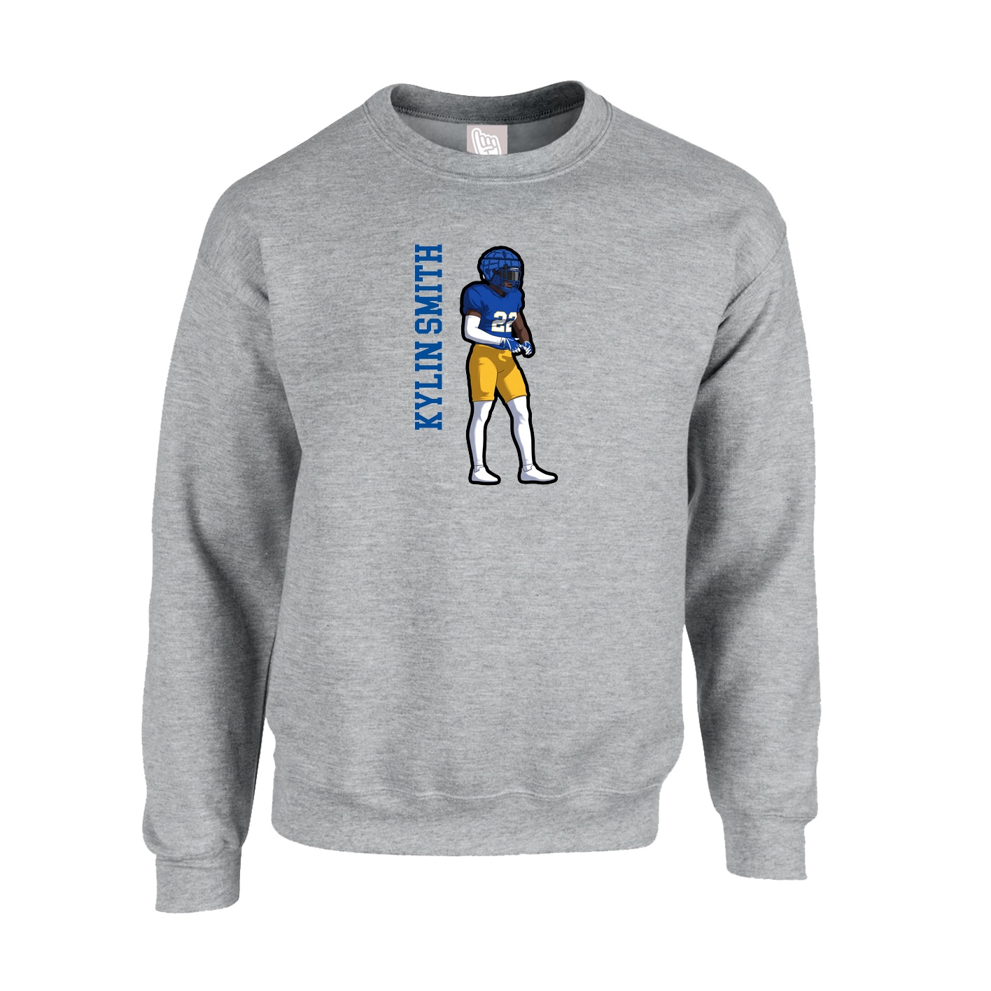 Fleece Crew — Name Vertical in Grey