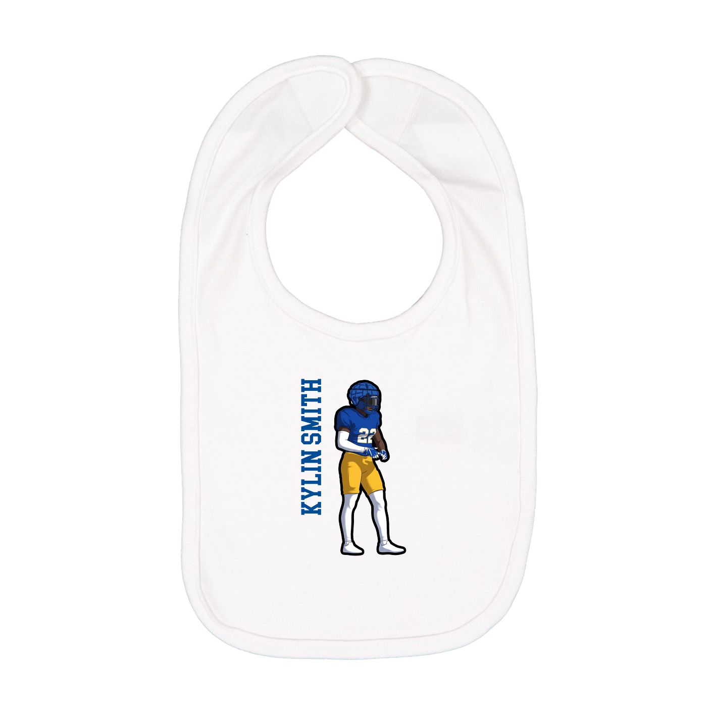 Infant Bib — Name Vertical in White