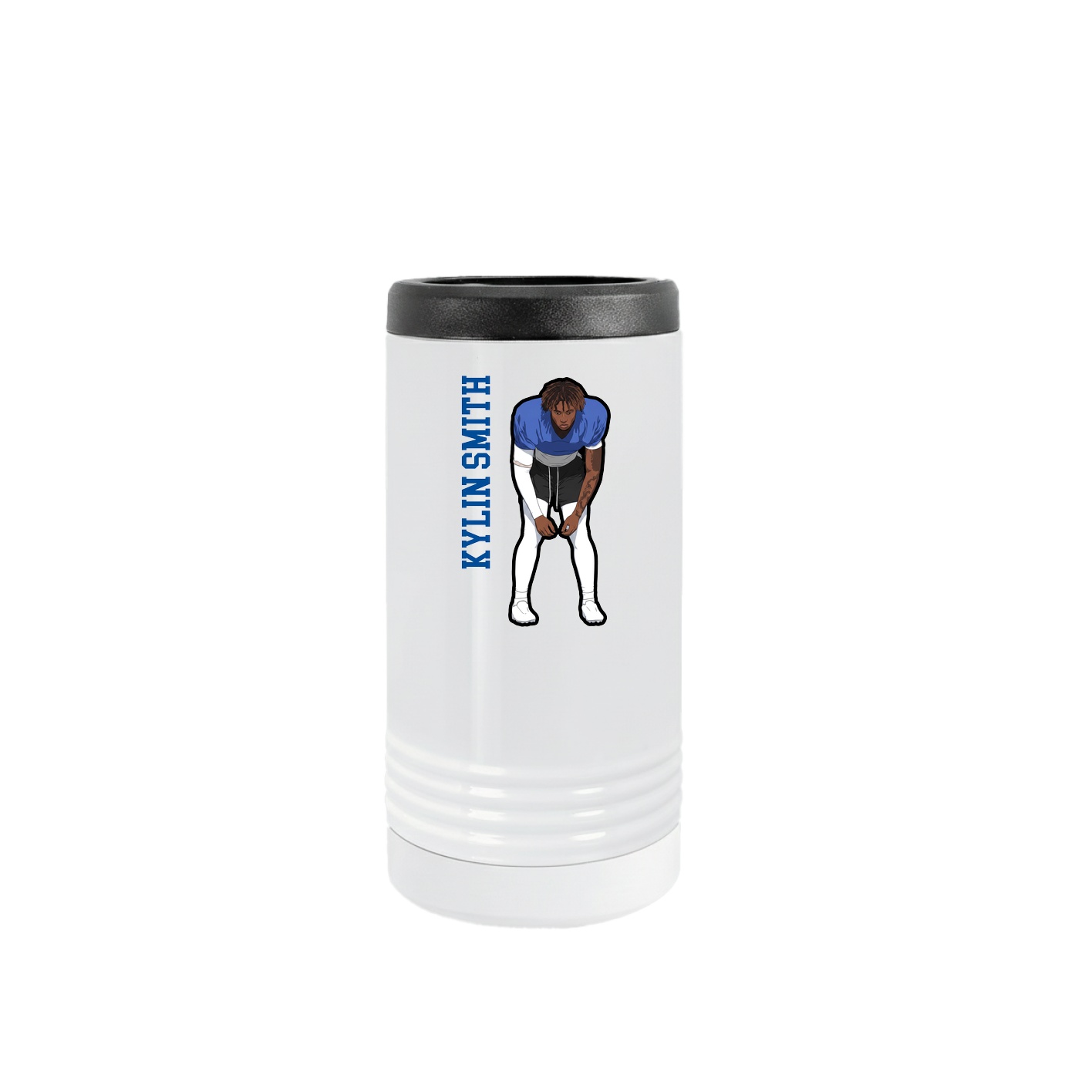 Slim Beverage Holder — Name Vertical in White
