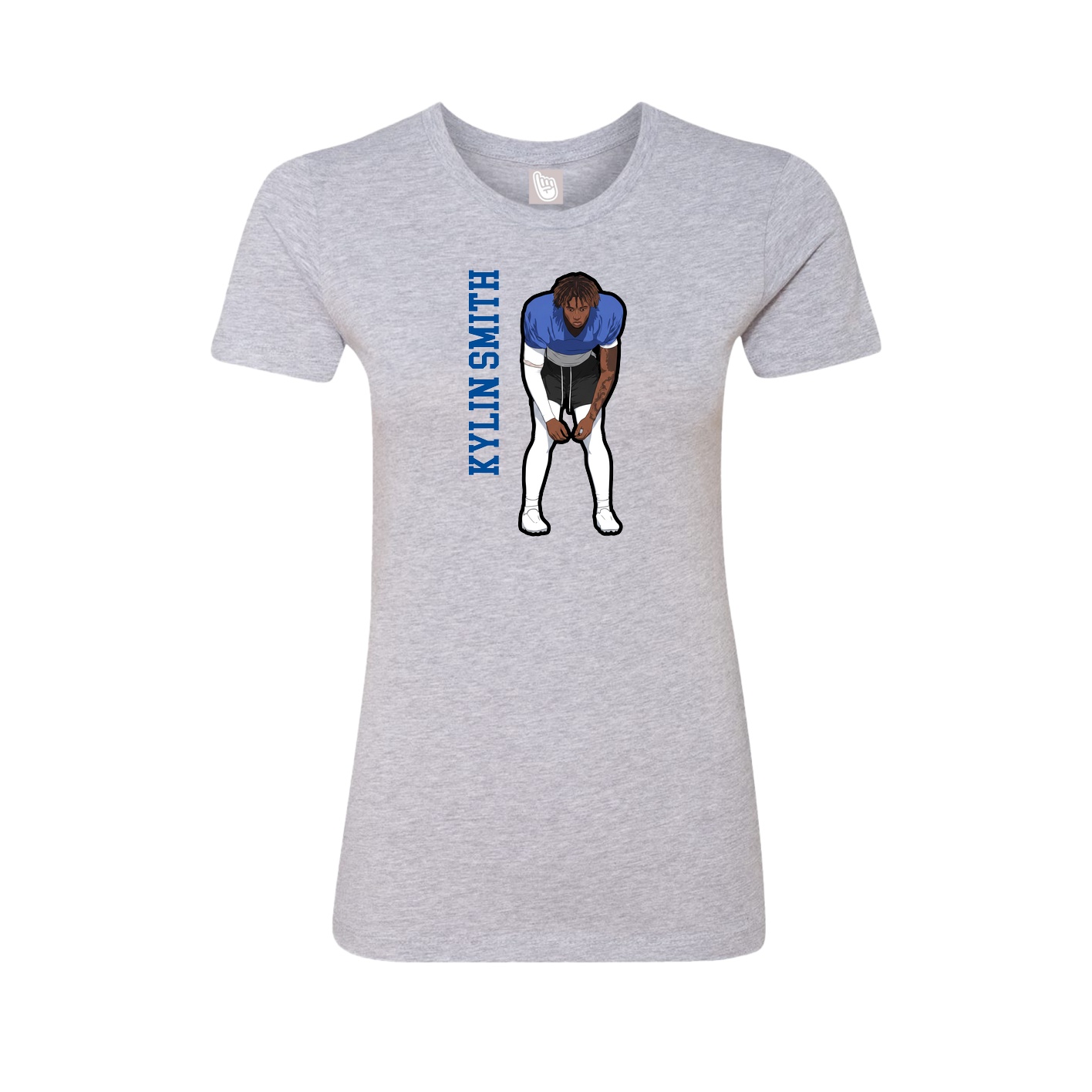 Fitted Women's Tee — Name Vertical in Grey