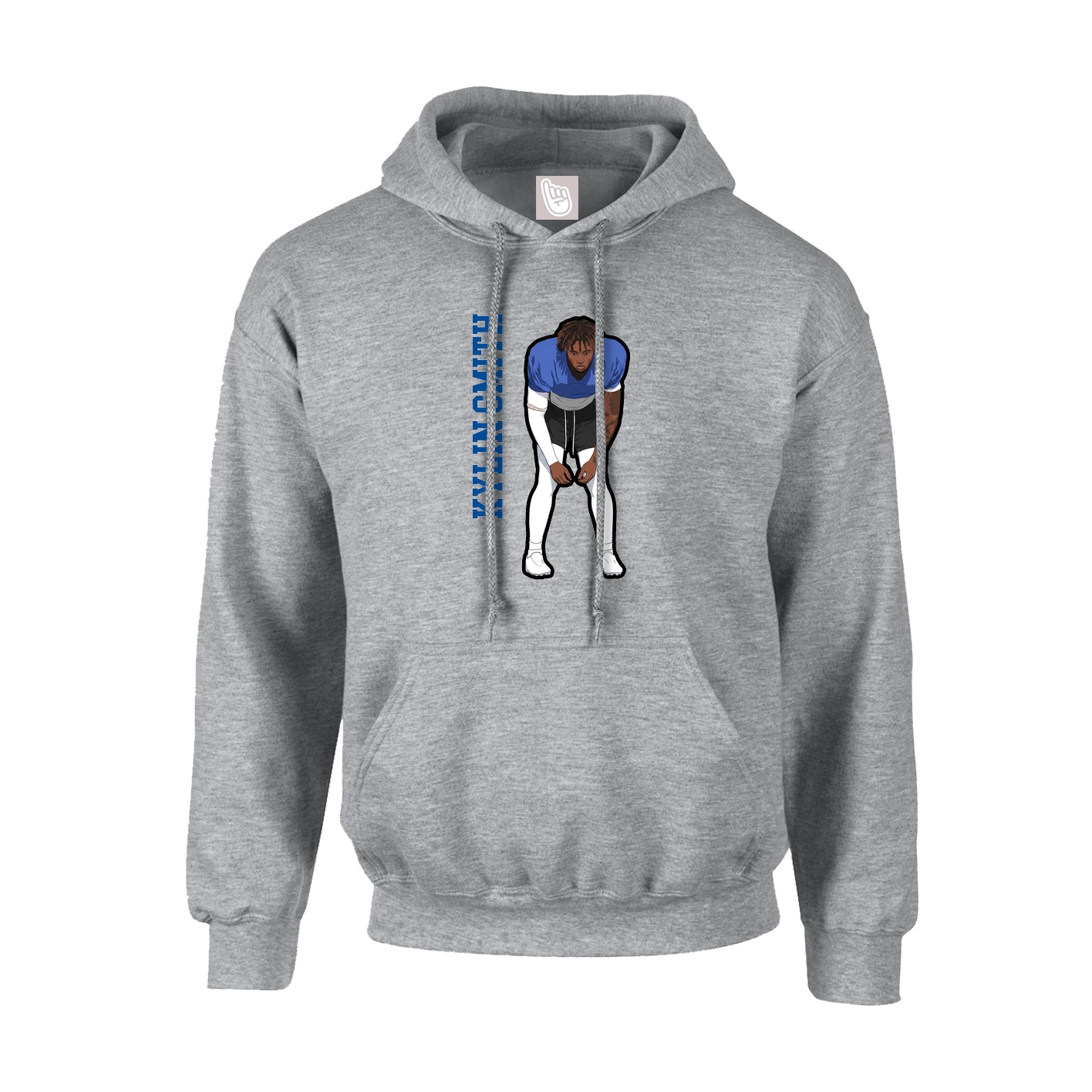 Youth Hoodie — Name Vertical in Grey