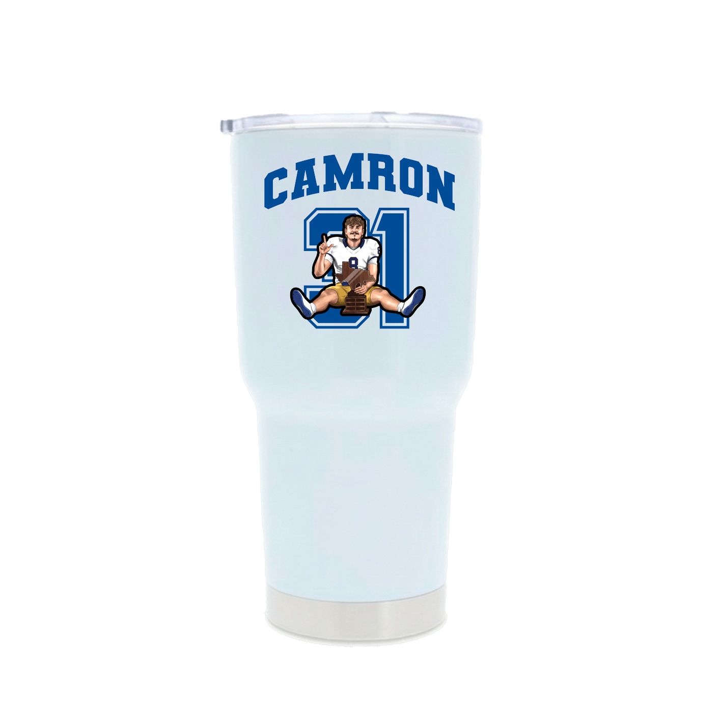 30oz Stainless Steel Tumbler — Number in White