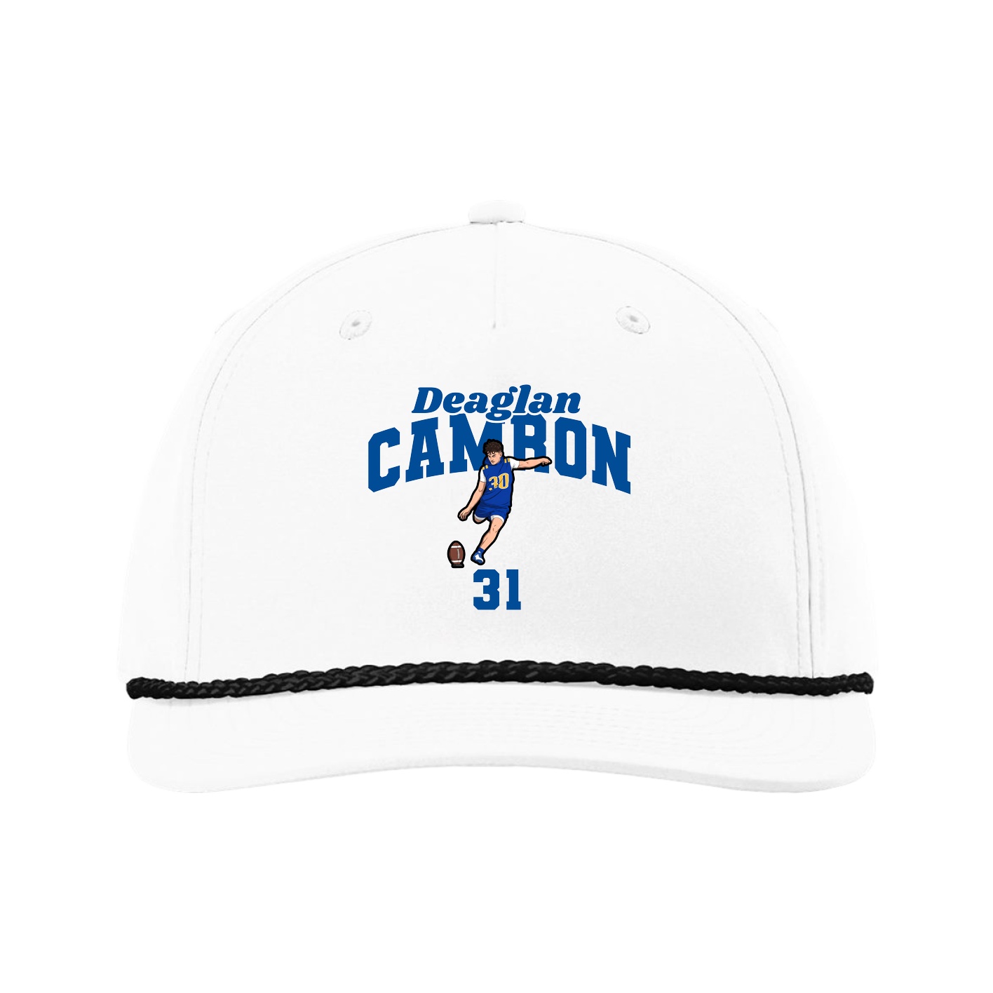 Five-Panel Classic Rope Cap — Signature Arch in White