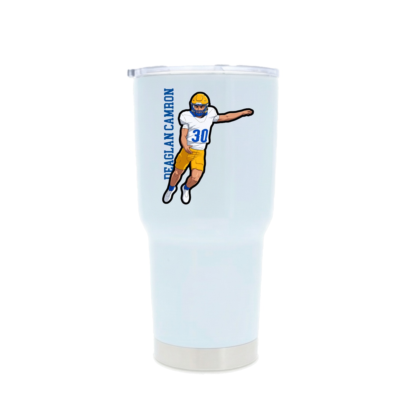 30oz Stainless Steel Tumbler — Name Vertical in White