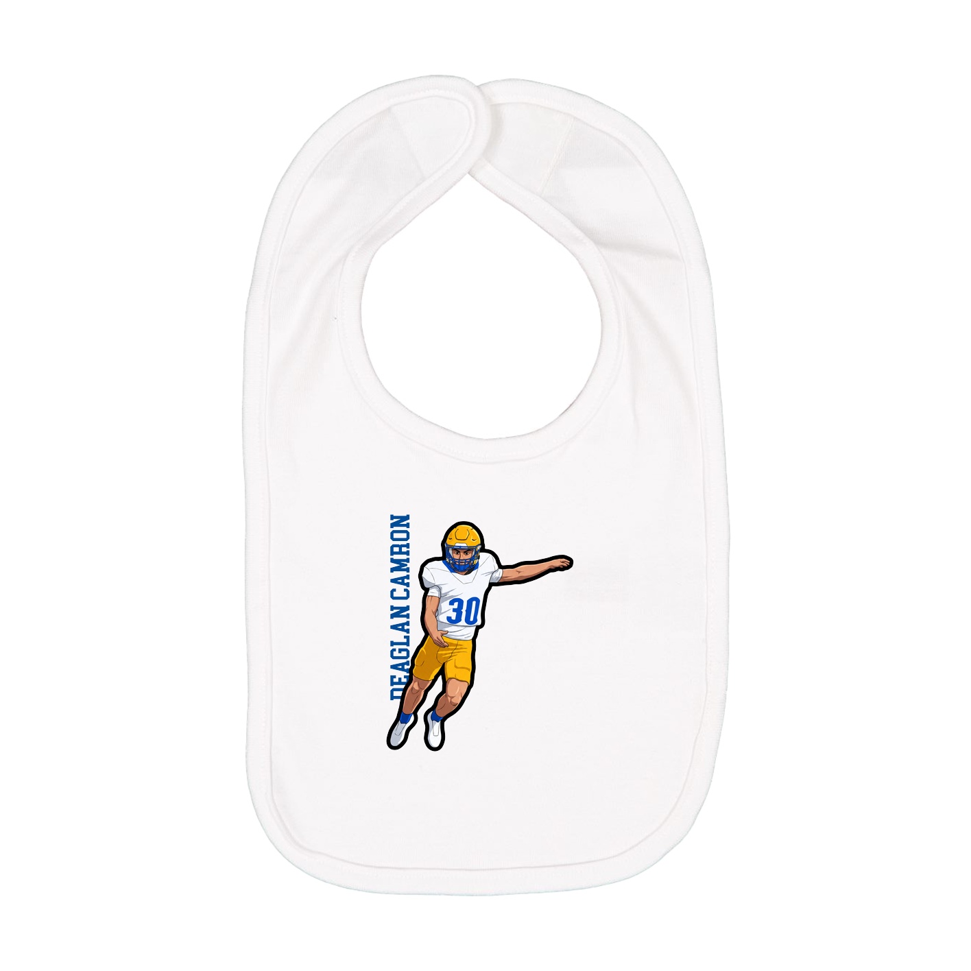 Infant Bib — Name Vertical in White