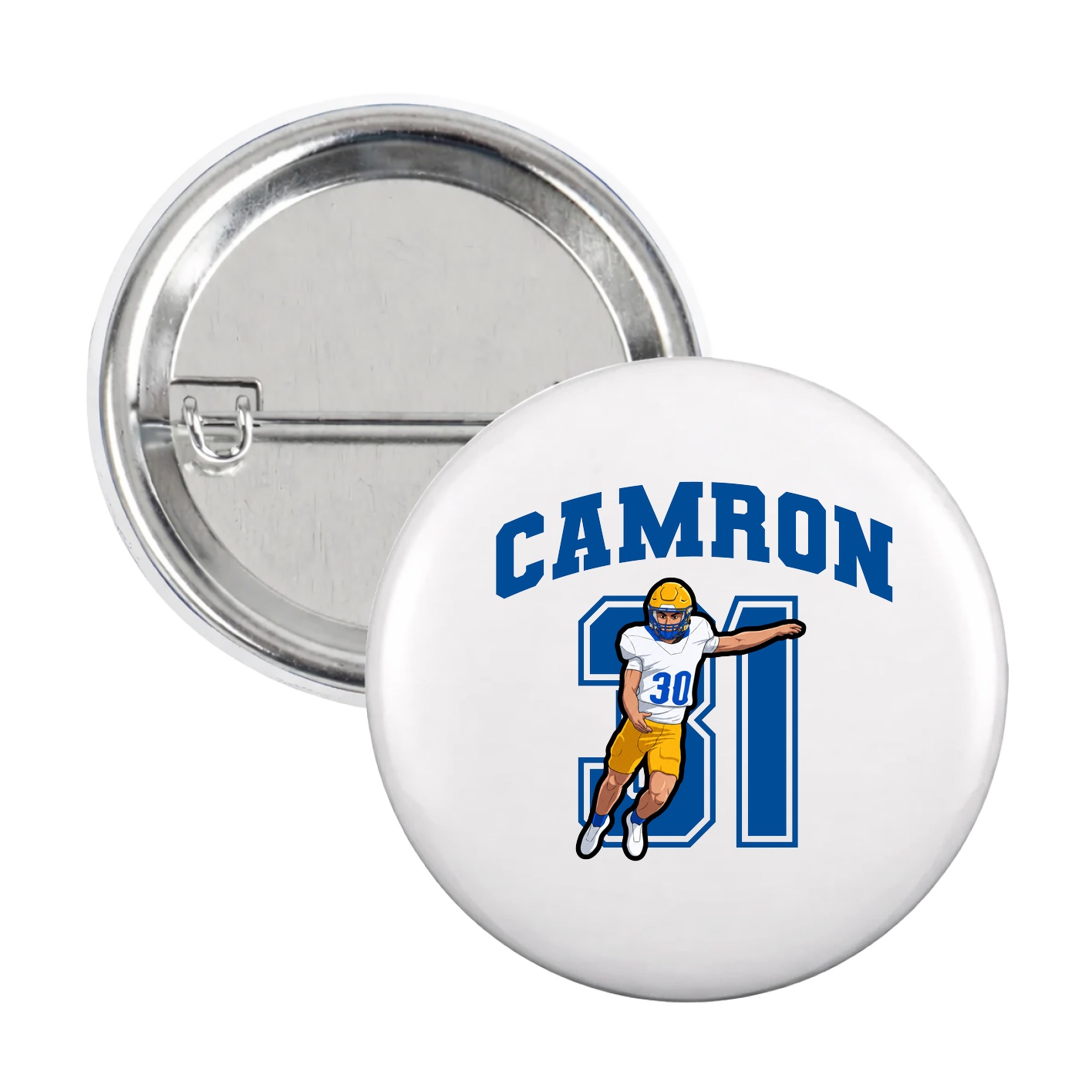 Game Day Button — Number in White