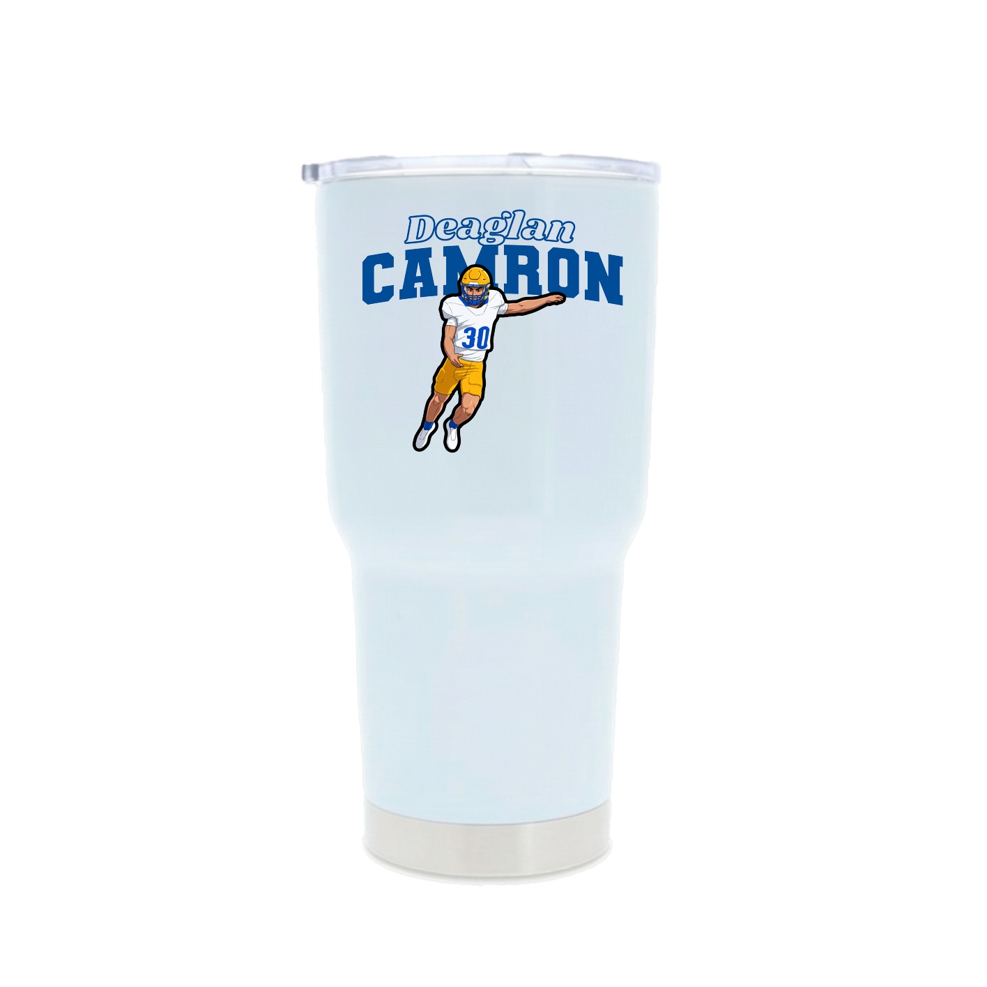30oz Stainless Steel Tumbler — Name Arch in White