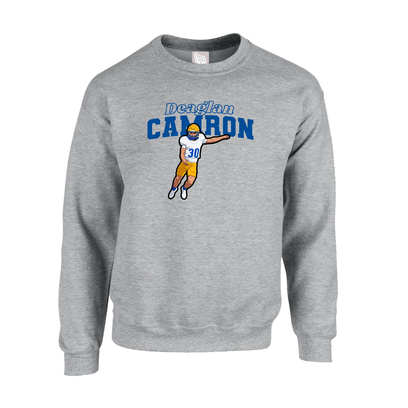 Fleece Crew — Name Arch in Grey