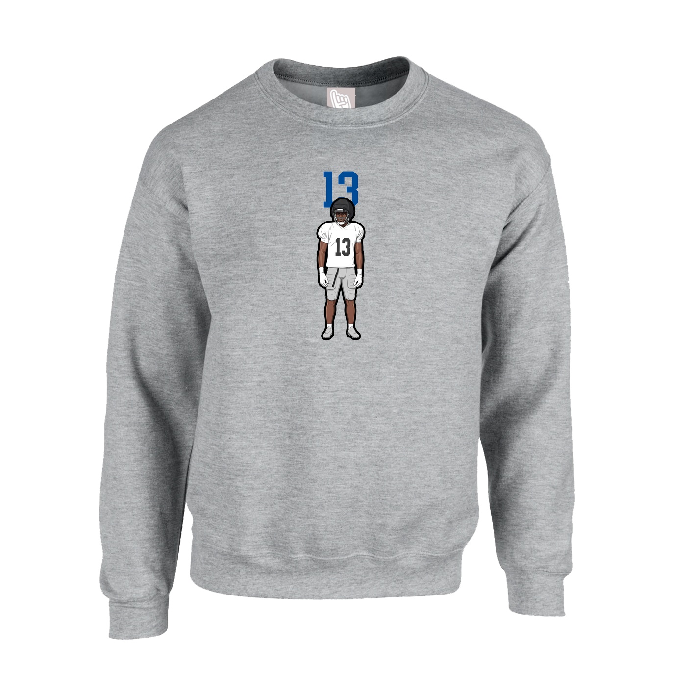 Fleece Crew — Number Top in Grey