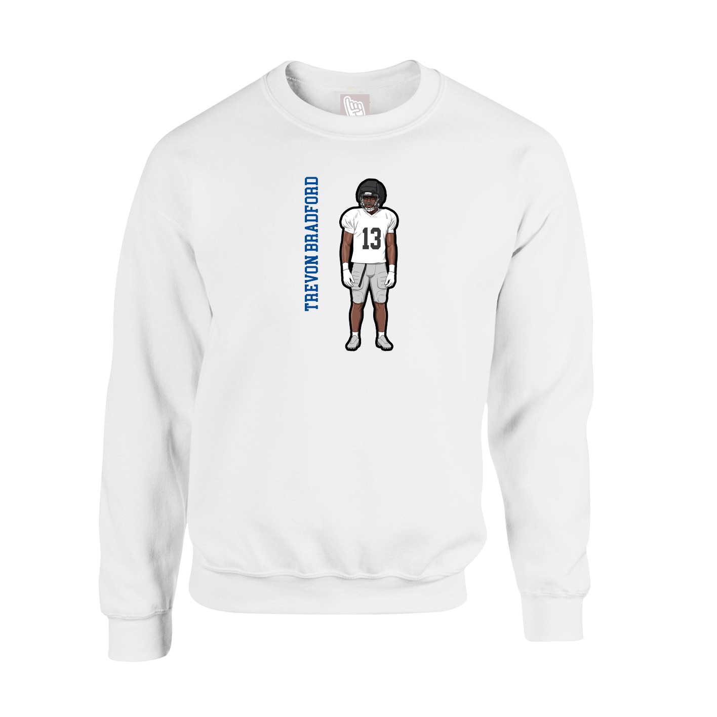 Fleece Crew — Name Vertical in White