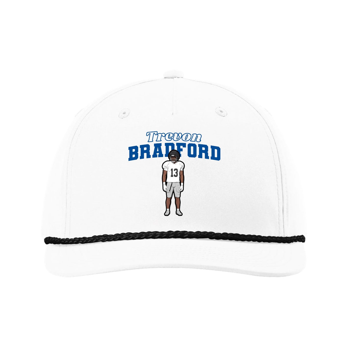 Five-Panel Classic Rope Cap — Name Arch in White