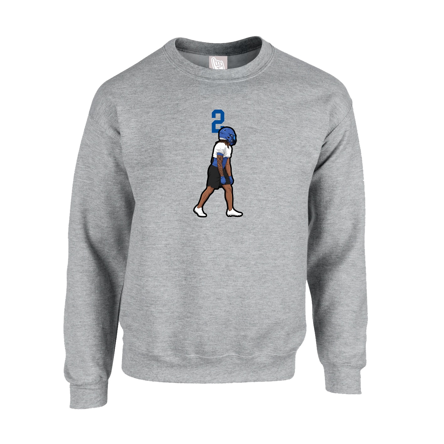 Fleece Crew — Number Top in Grey