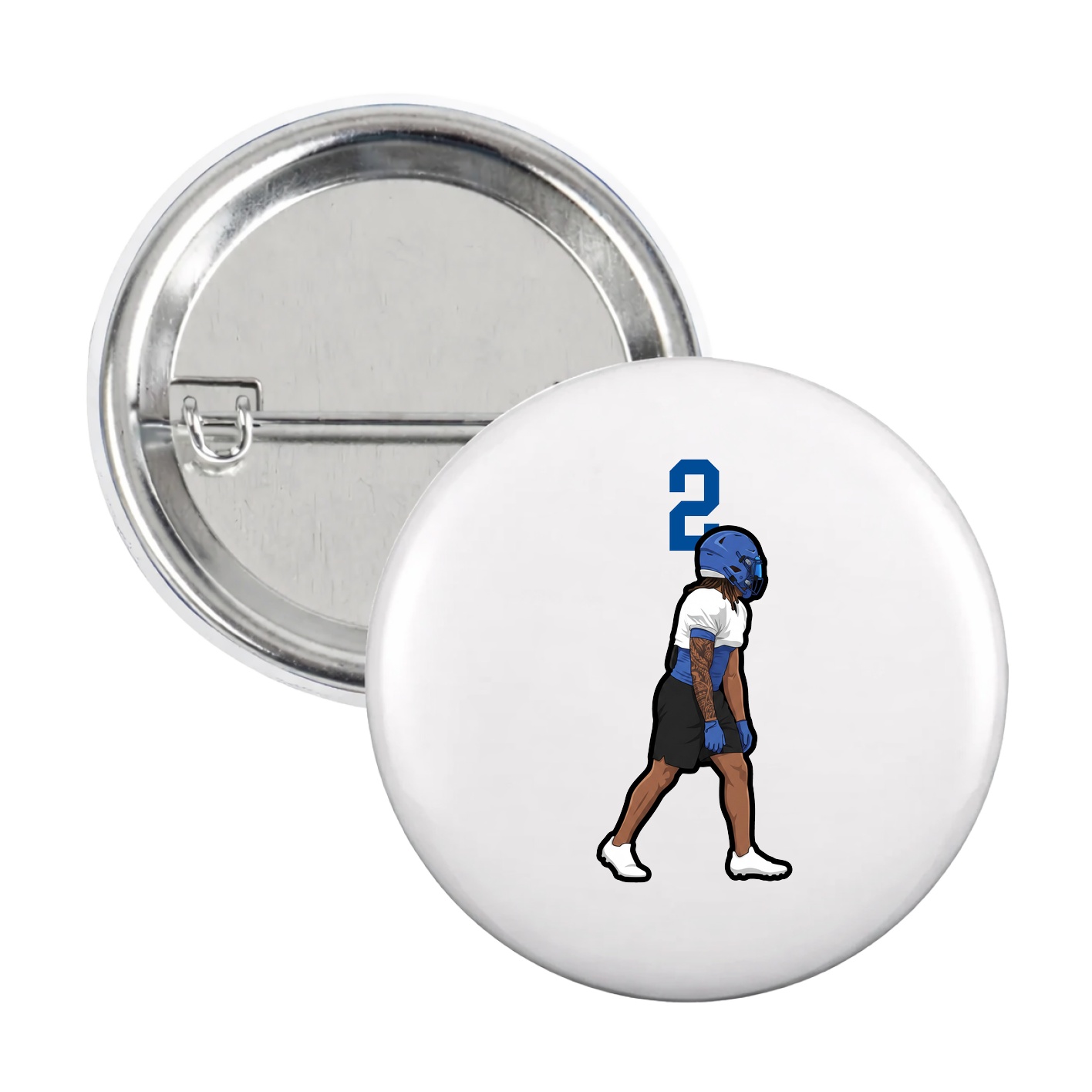Game Day Button — Number Top in White