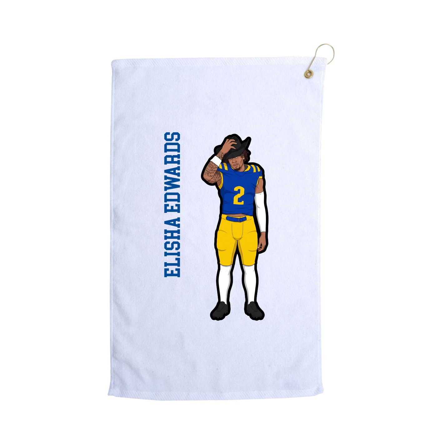 Golf Towel — Name Vertical in White