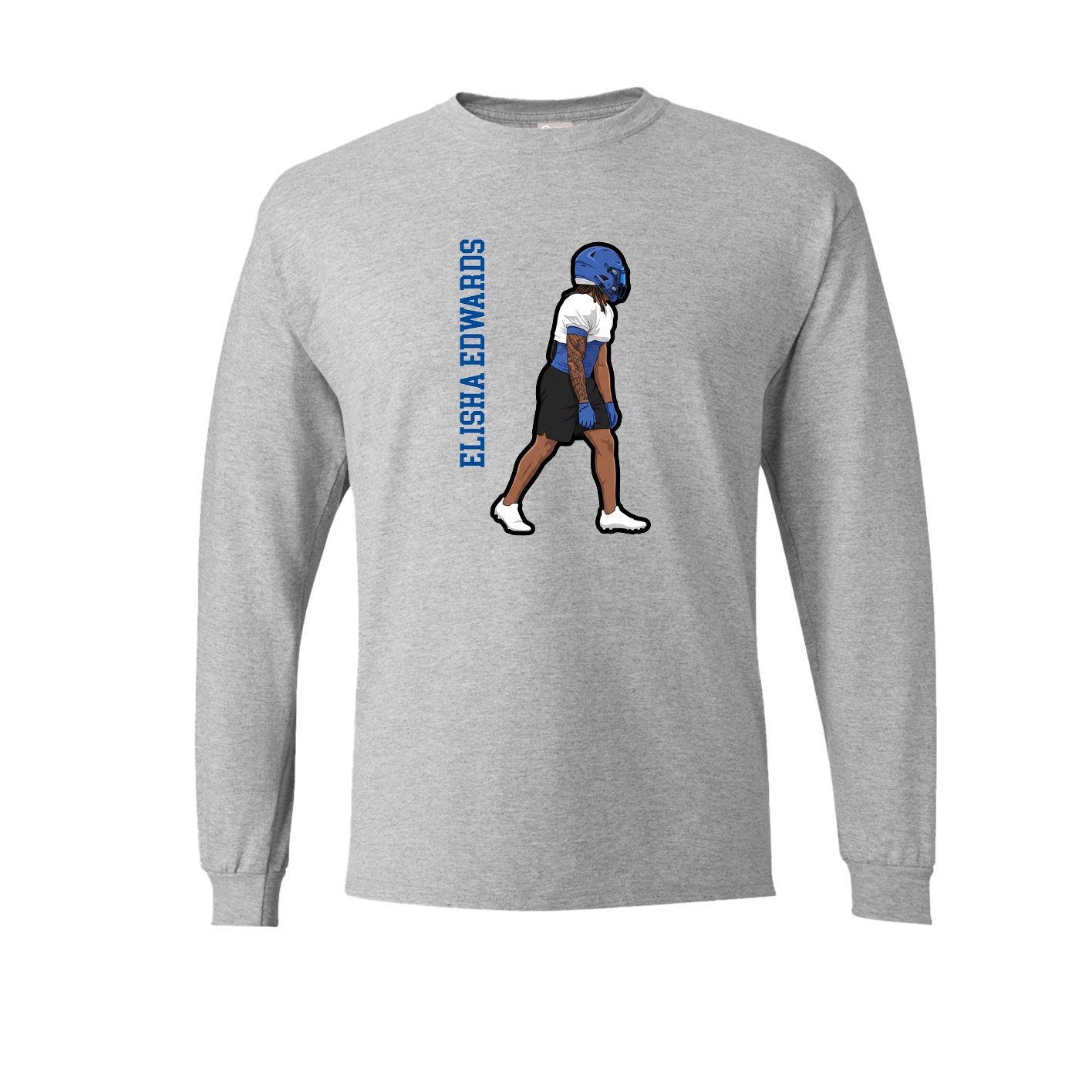 Long Sleeve Tee — Name Vertical in Grey
