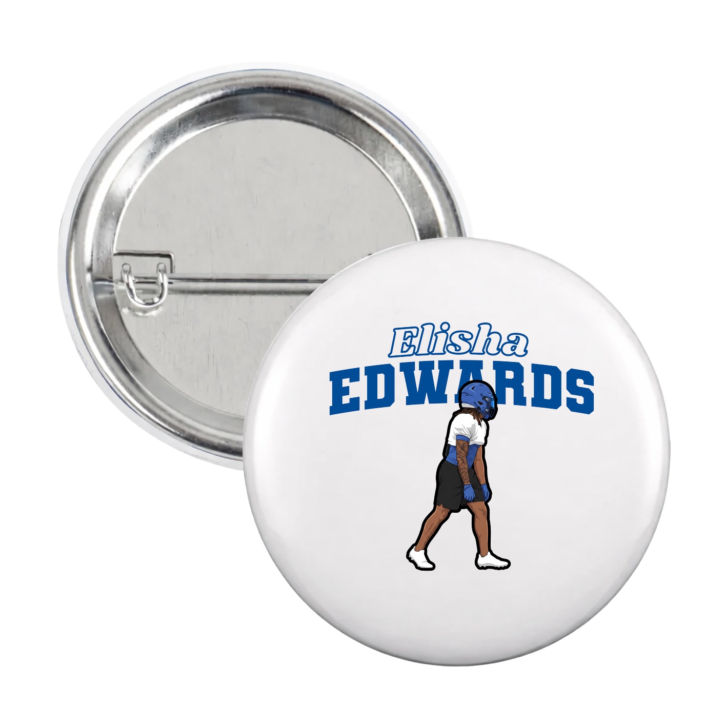 Game Day Button — Name Arch in White