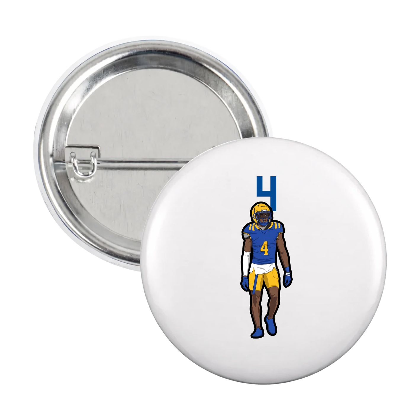 Game Day Button — Number Top in White