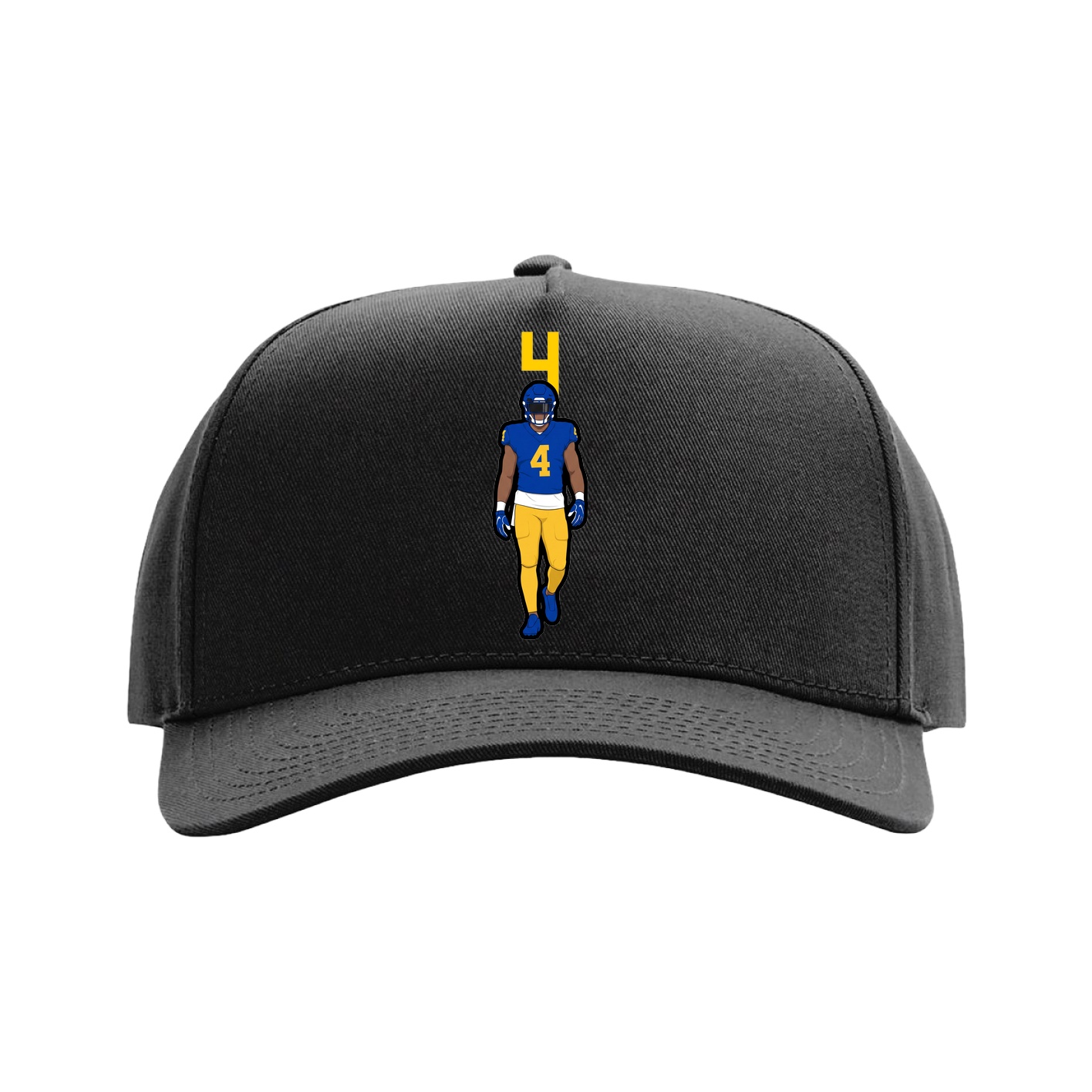 Full Fabric Five-Panel Champ Cap — Number Top in Black