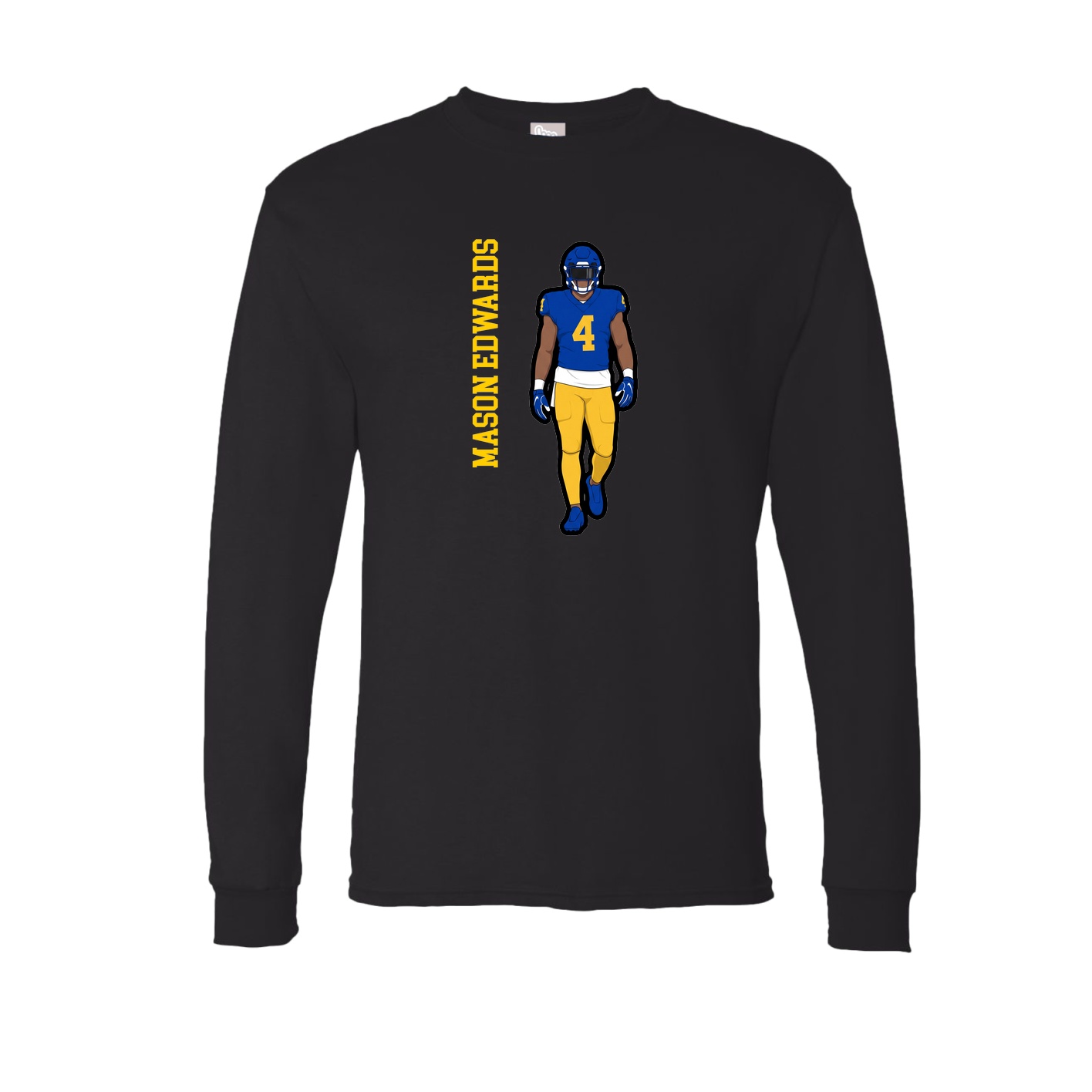 Long Sleeve Tee — Name Vertical in Black