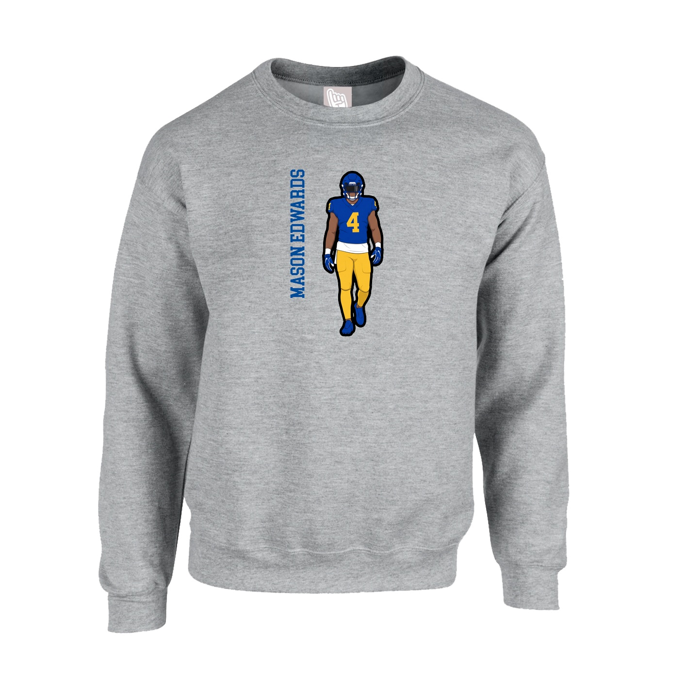 Fleece Crew — Name Vertical in Grey