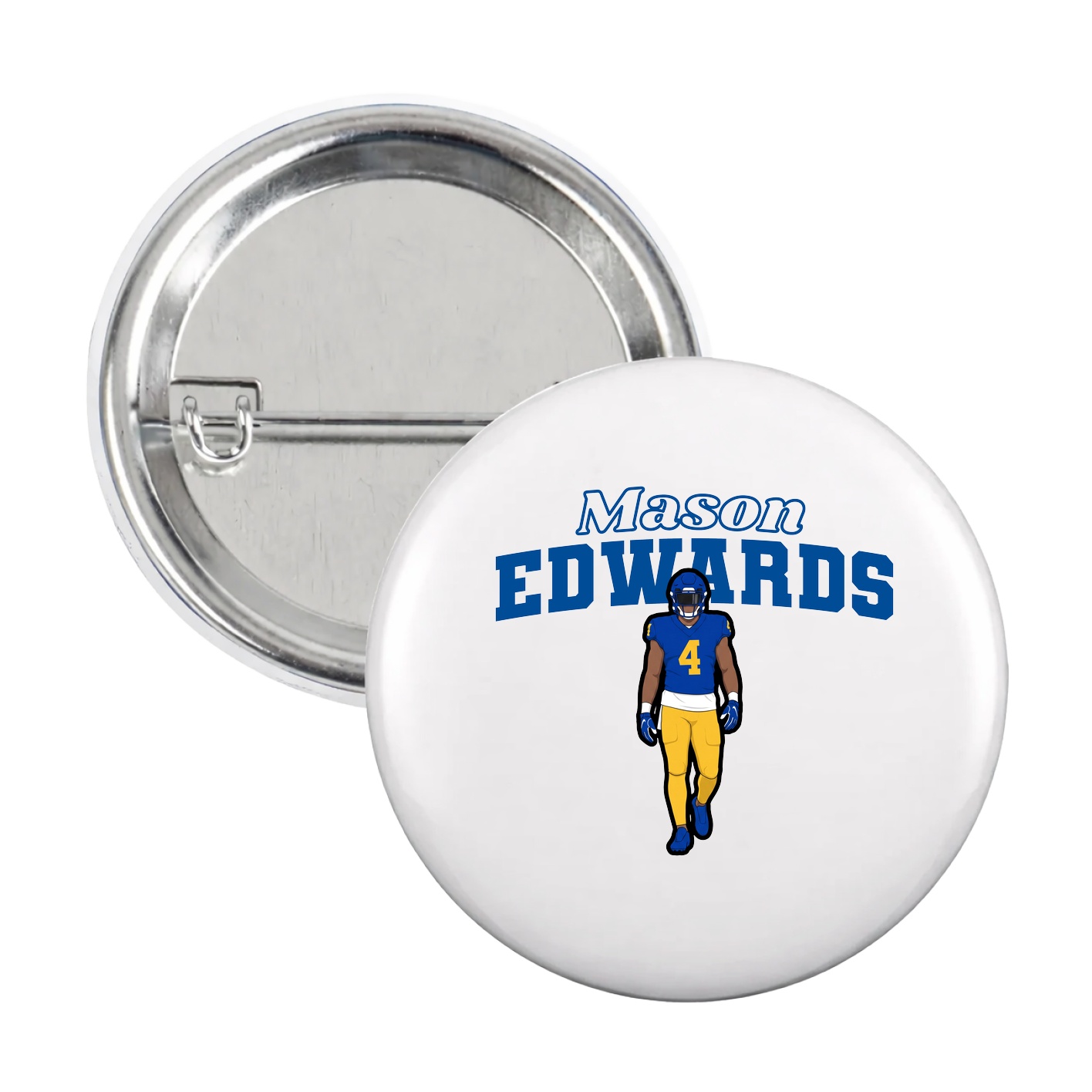 Game Day Button — Name Arch in White