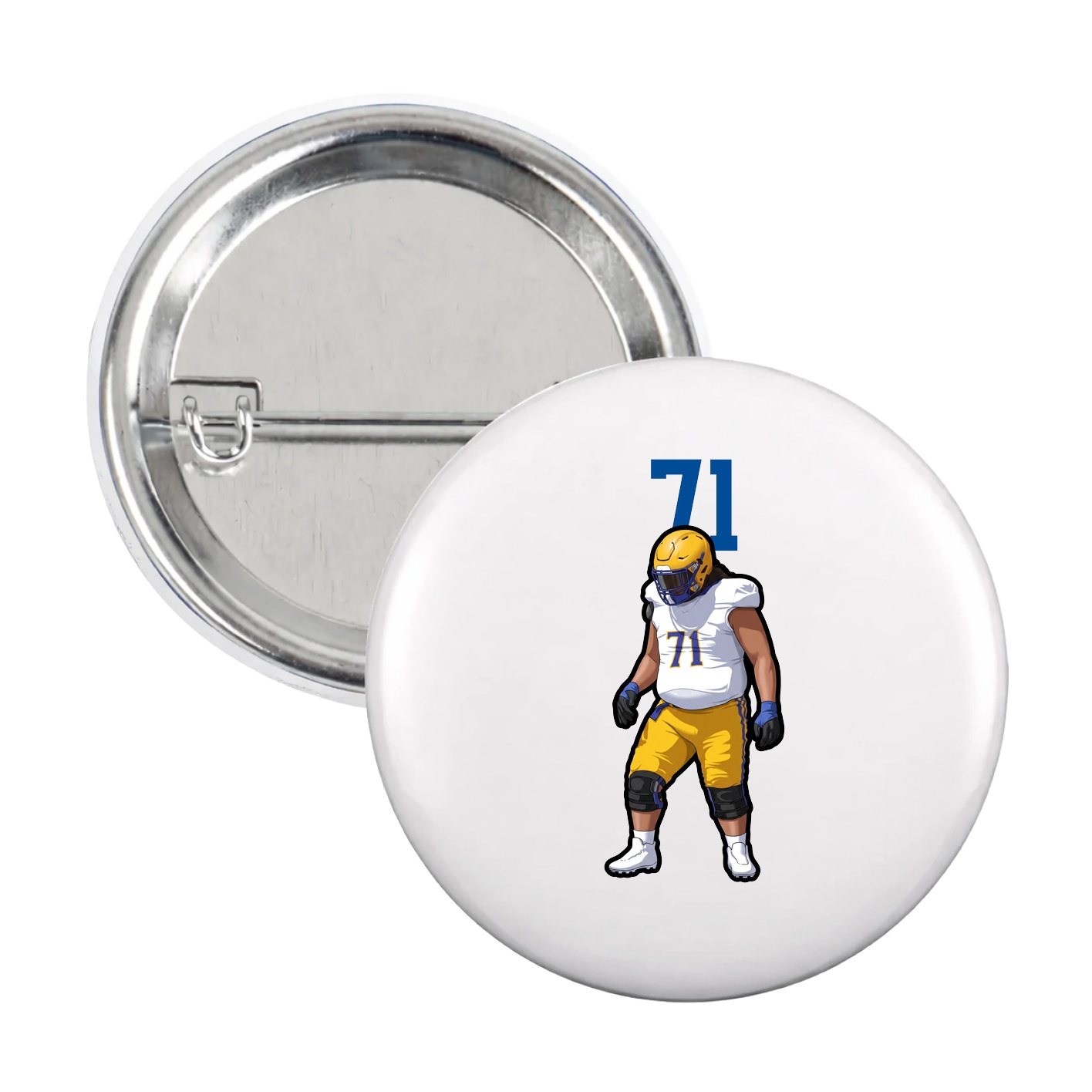 Game Day Button — Number Top in White