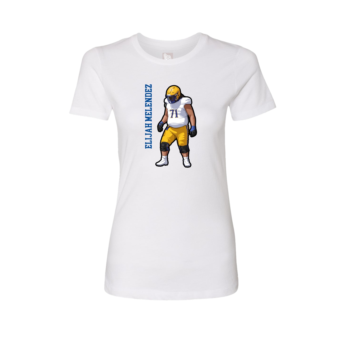 Womens Tee — Name Vertical in White