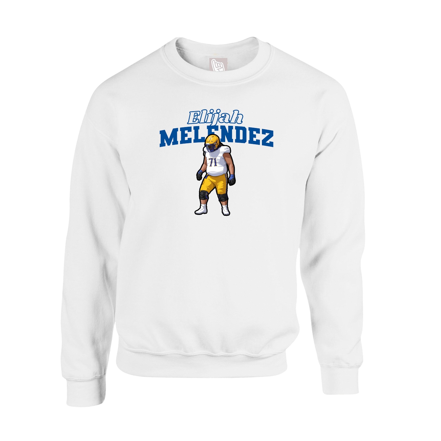 Fleece Crew — Name Arch in White