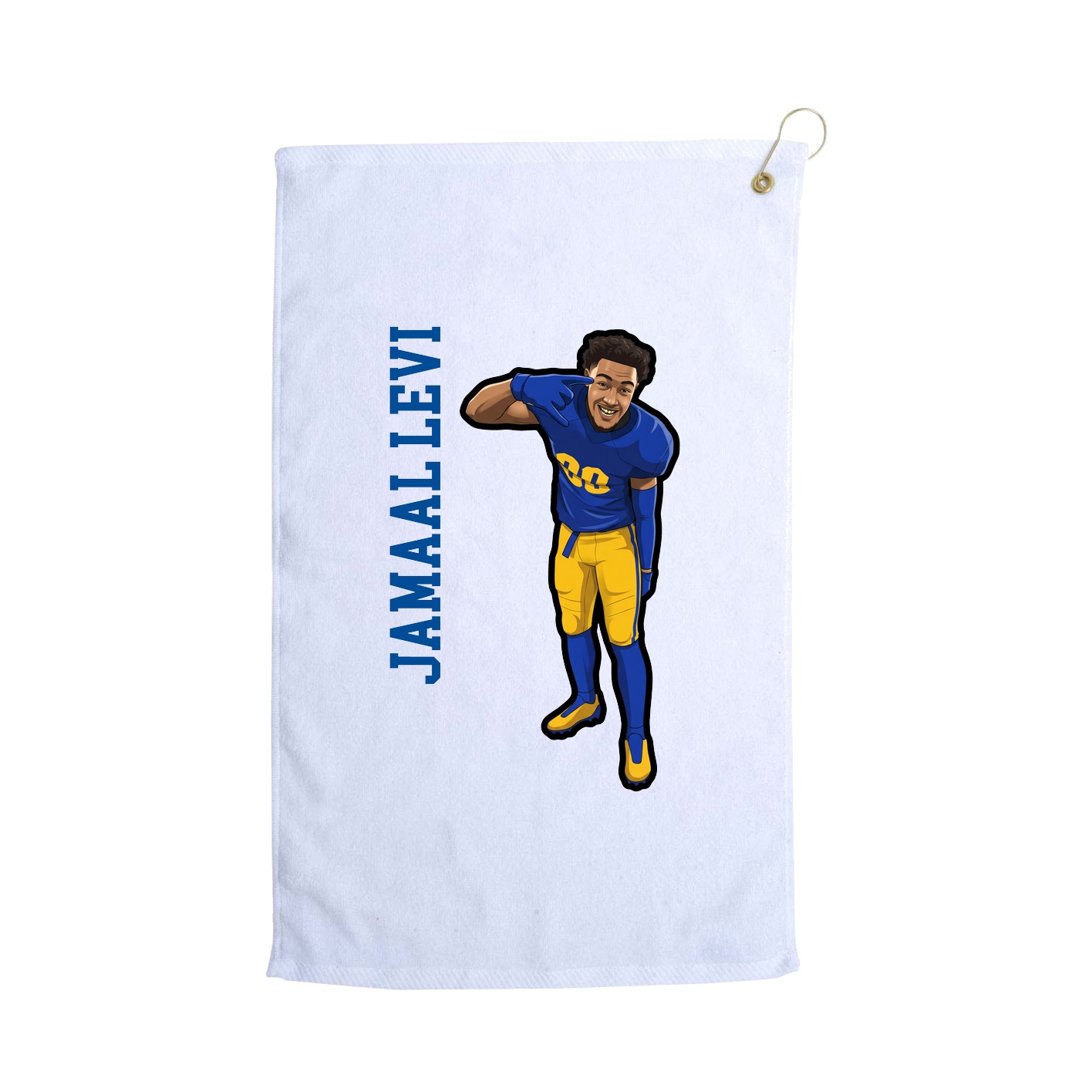Golf Towel — Name Vertical in White