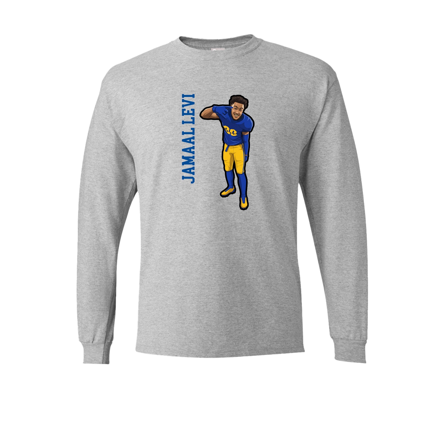 Long Sleeve Tee — Name Vertical in Grey