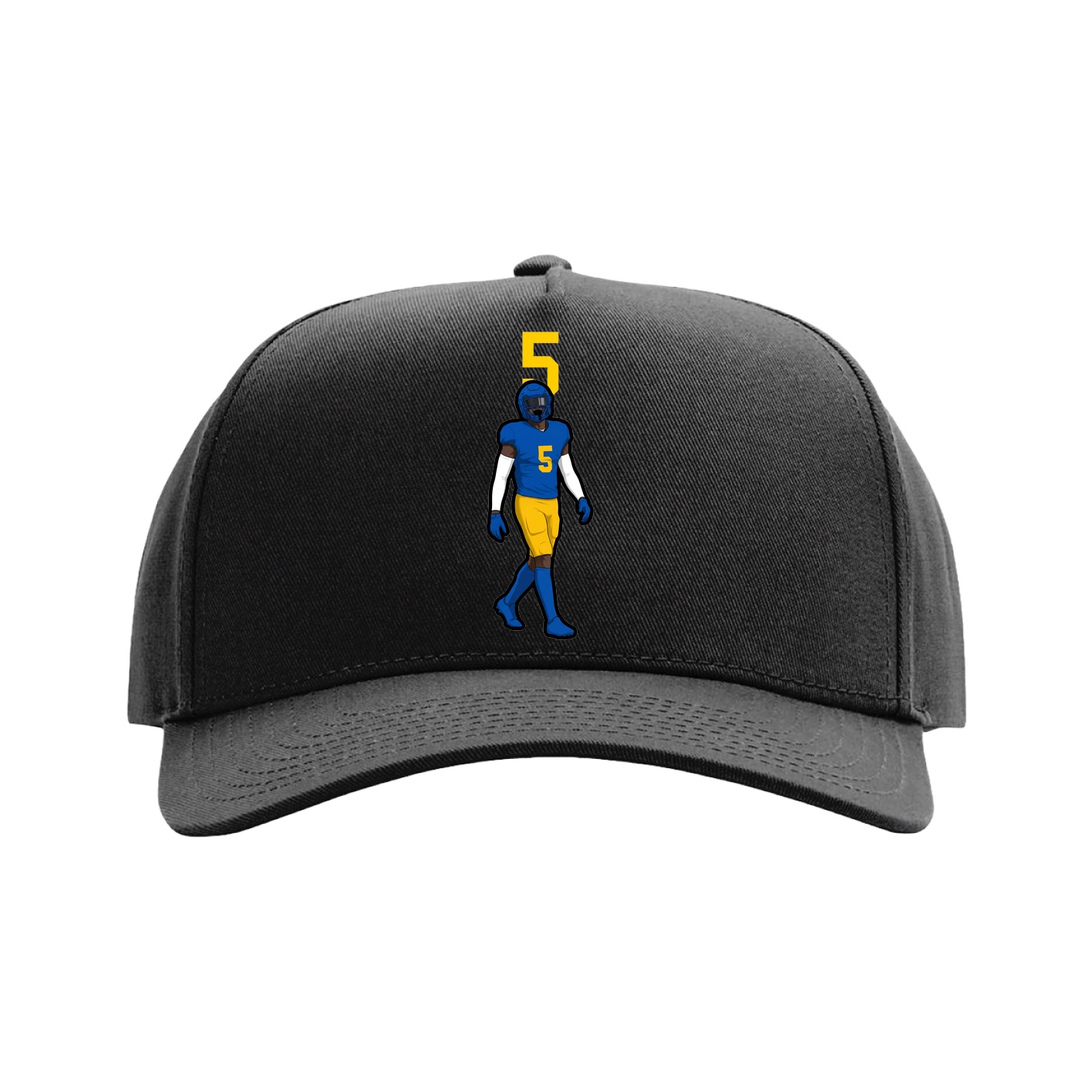 Full Fabric Five-Panel Champ Cap — Number Top in Black