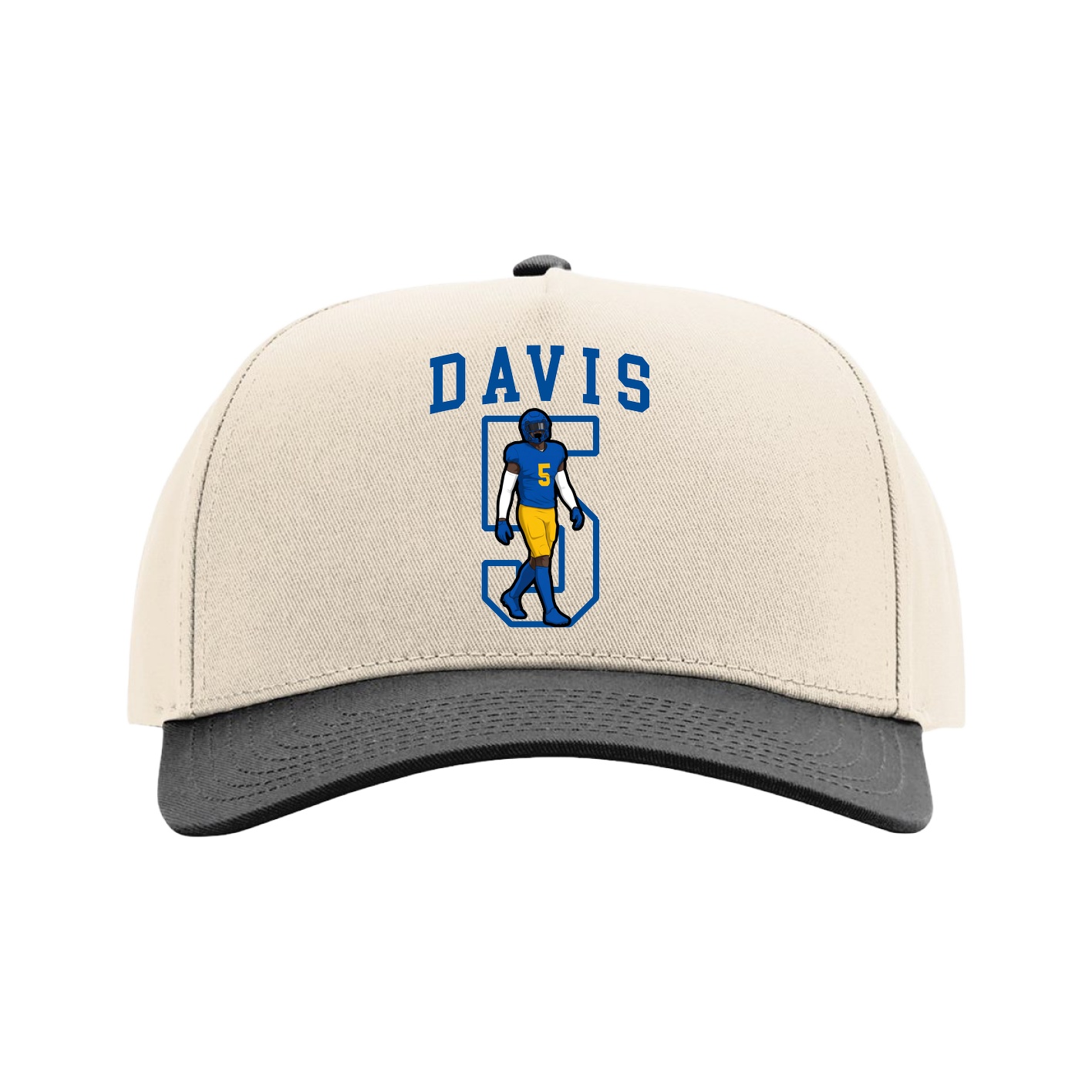 Full Fabric Five-Panel Champ Cap — Shirsey in Cream/Black