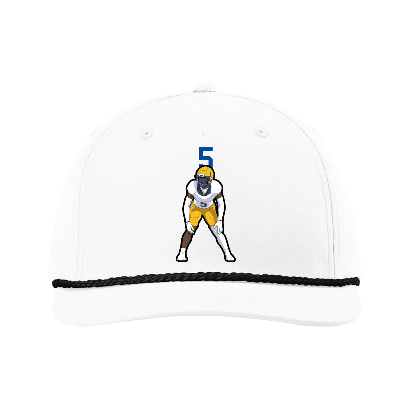 Five-Panel Classic Rope Cap — Number Top in White