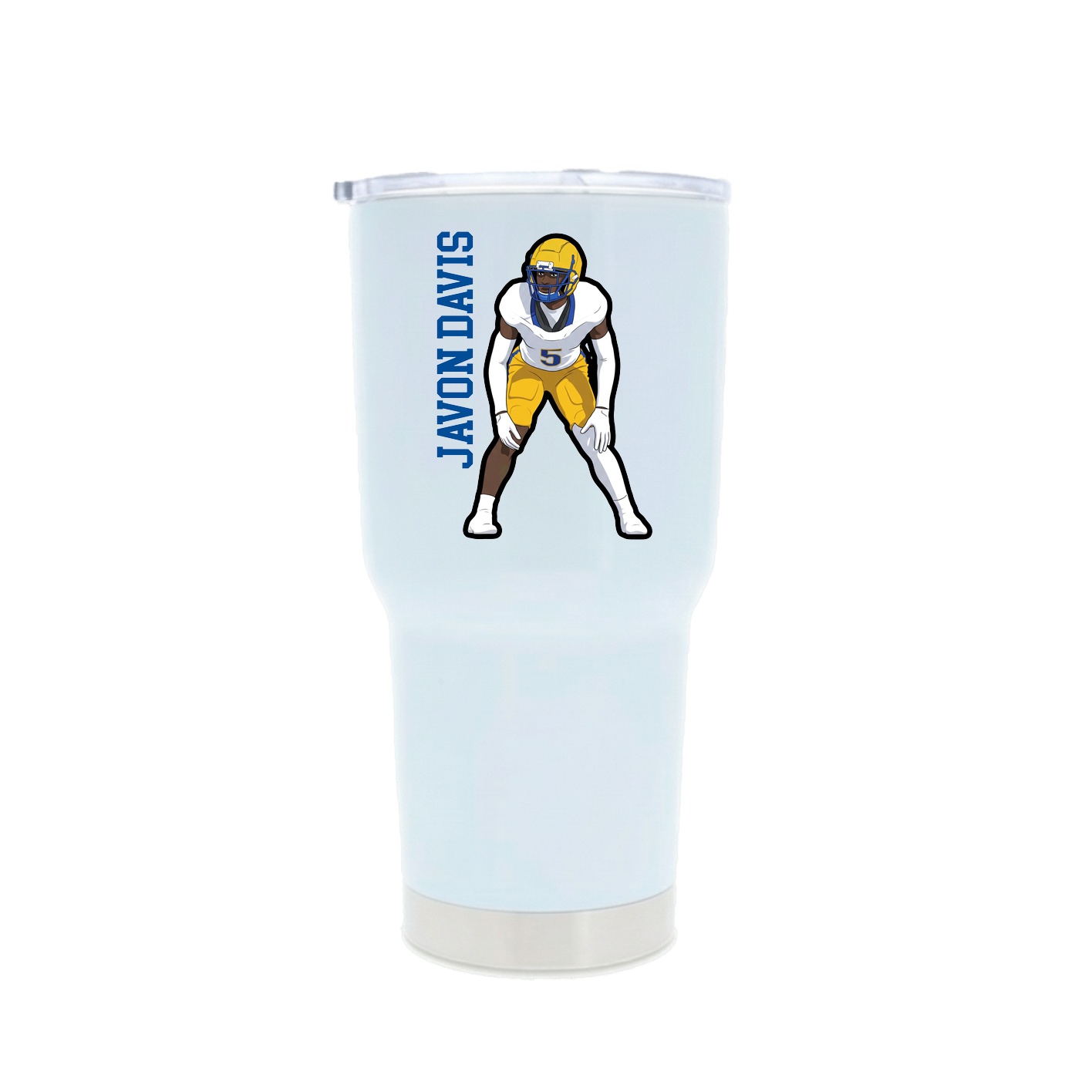30oz Stainless Steel Tumbler — Name Vertical in White