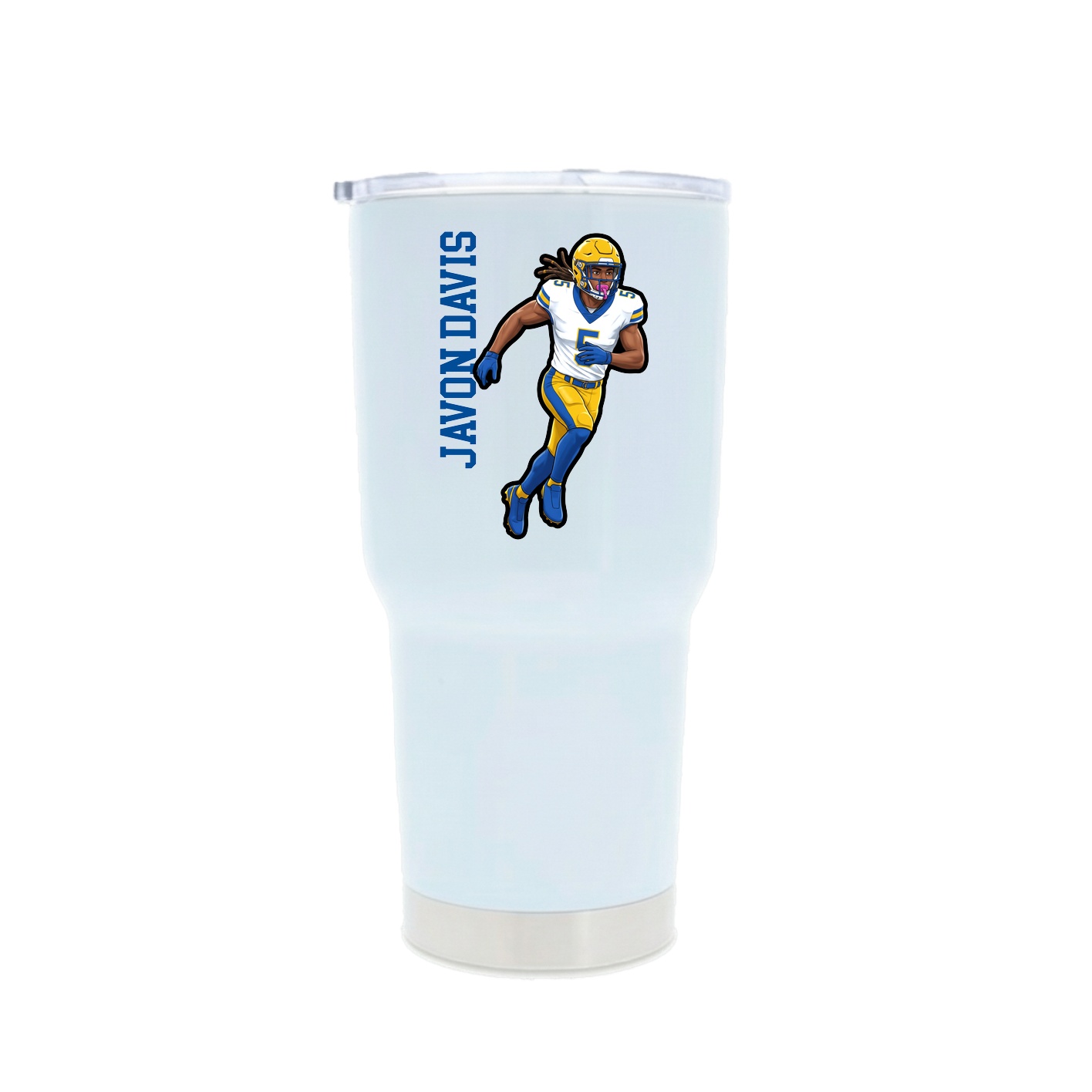 30oz Stainless Steel Tumbler — Name Vertical in White