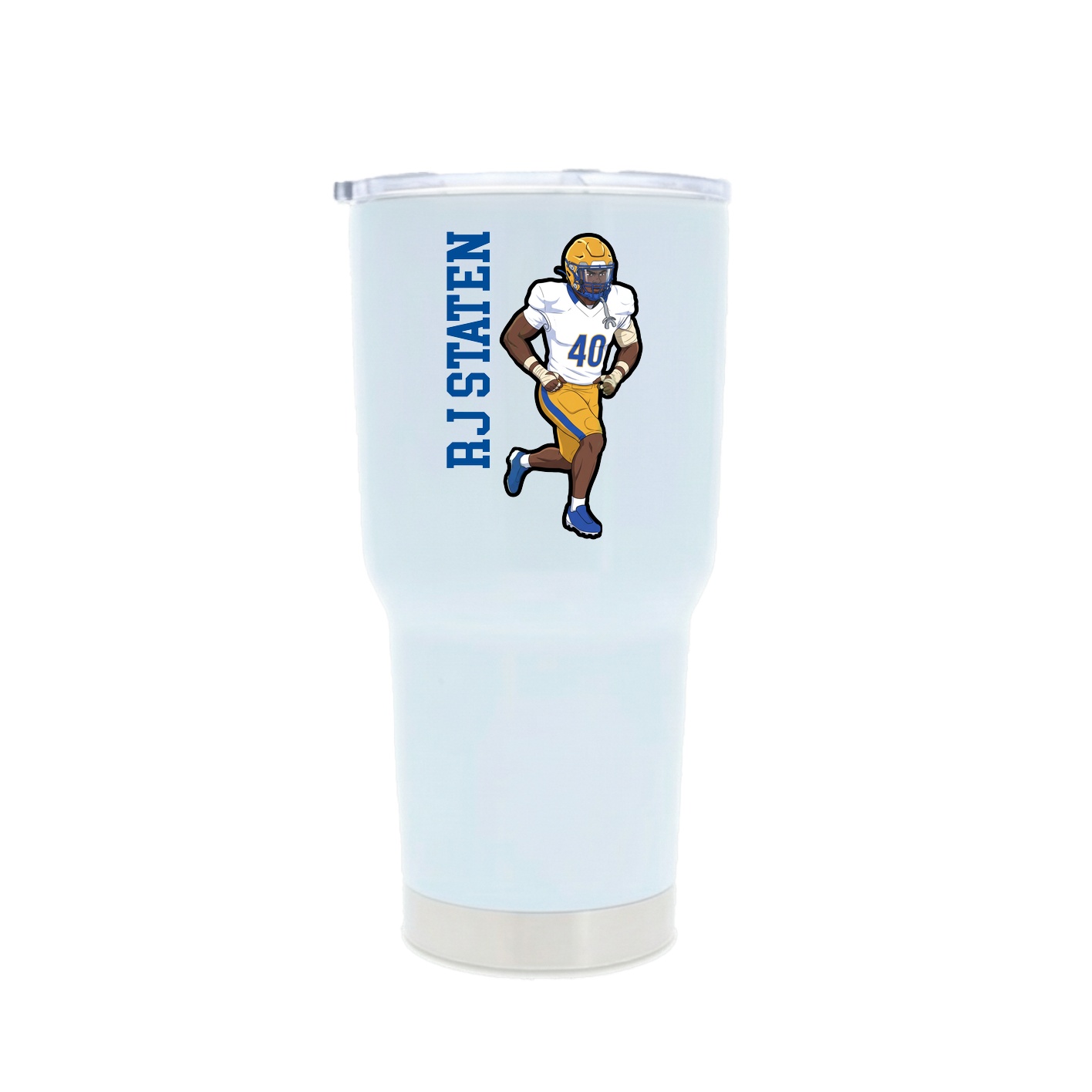 30oz Stainless Steel Tumbler — Name Vertical in White