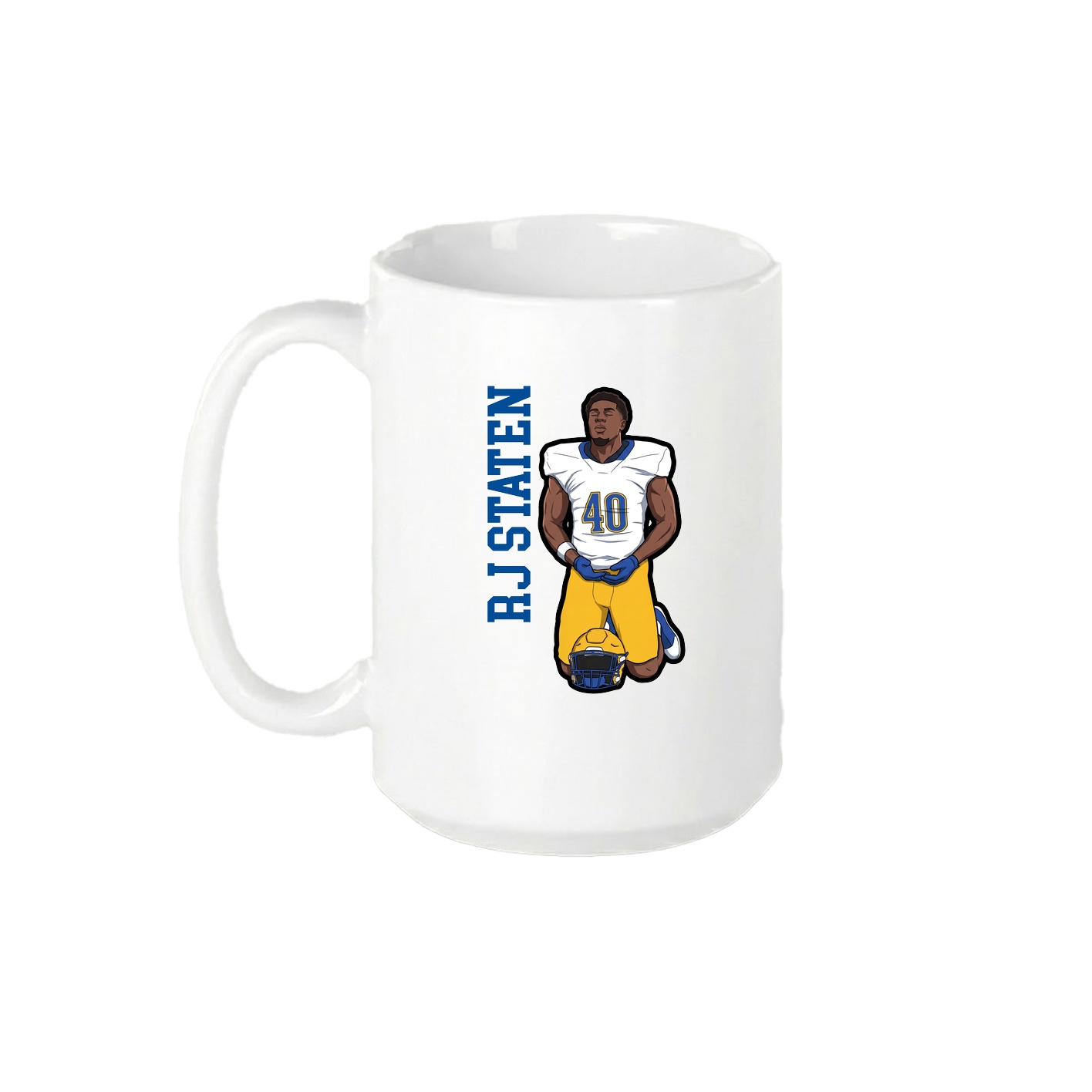 15oz Coffee Mug — Name Vertical in White