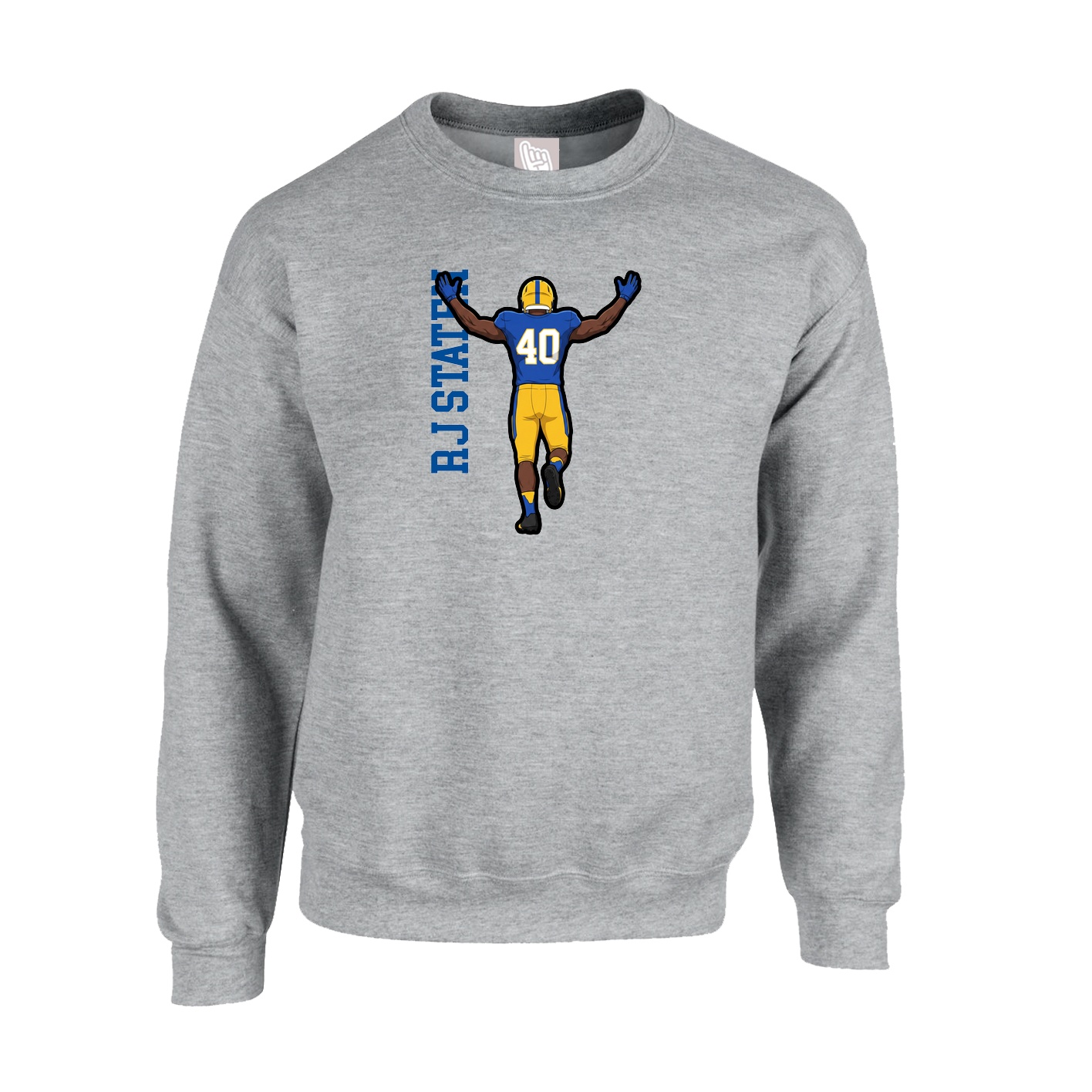 Fleece Crew — Name Vertical in Grey