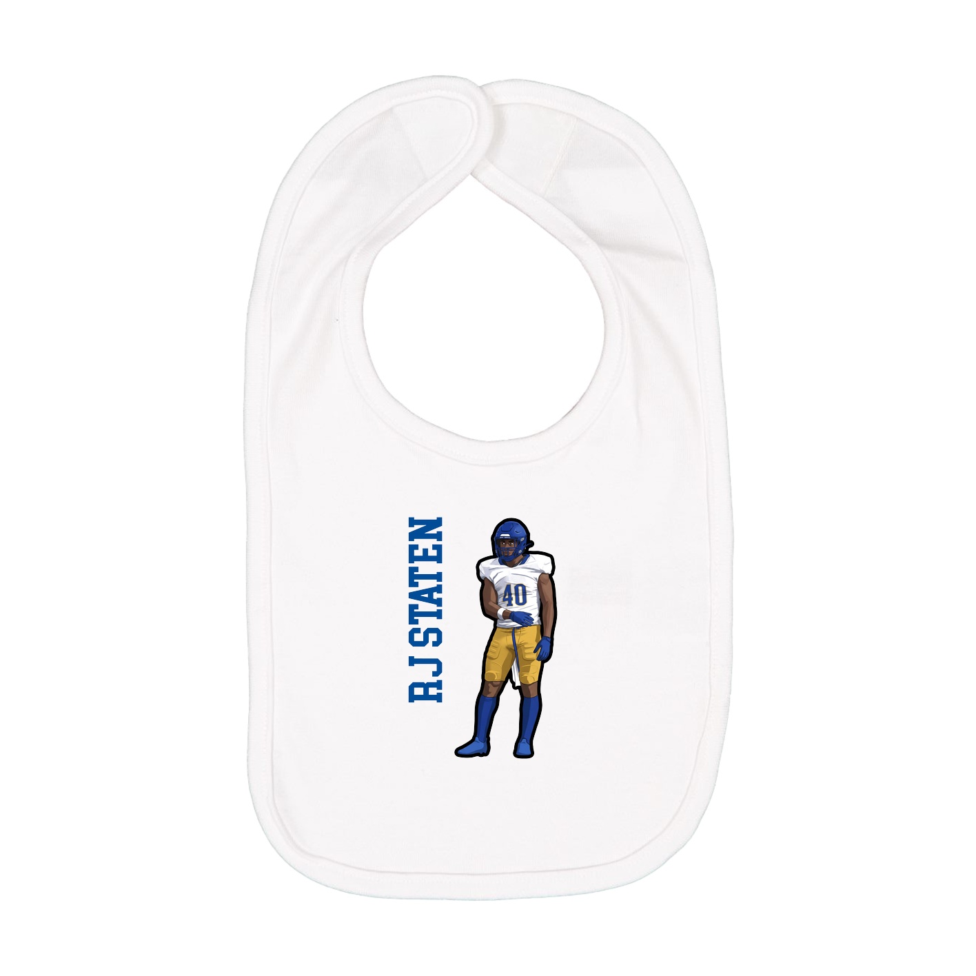 Infant Bib — Name Vertical in White