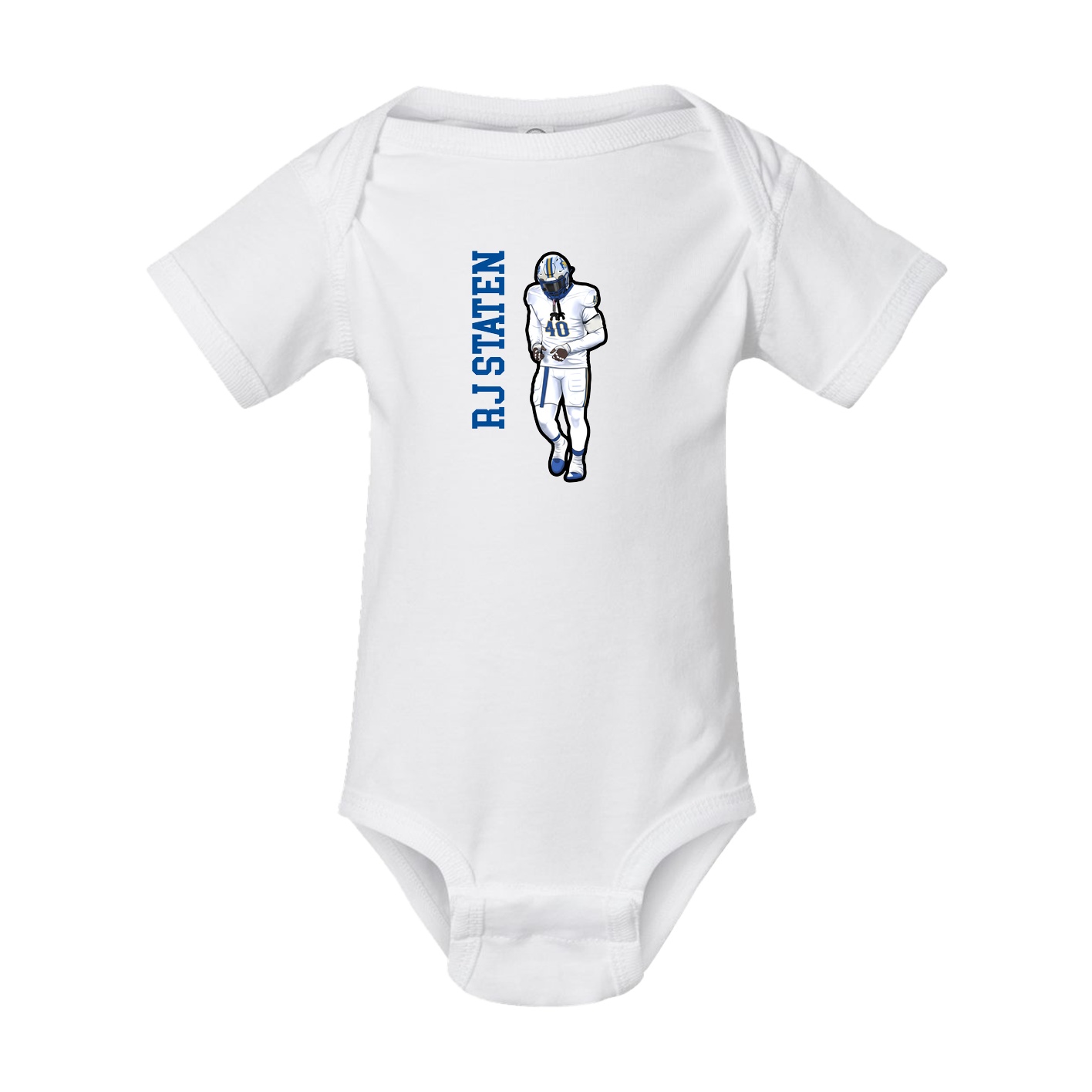 Baby Onesie — Name Vertical in White
