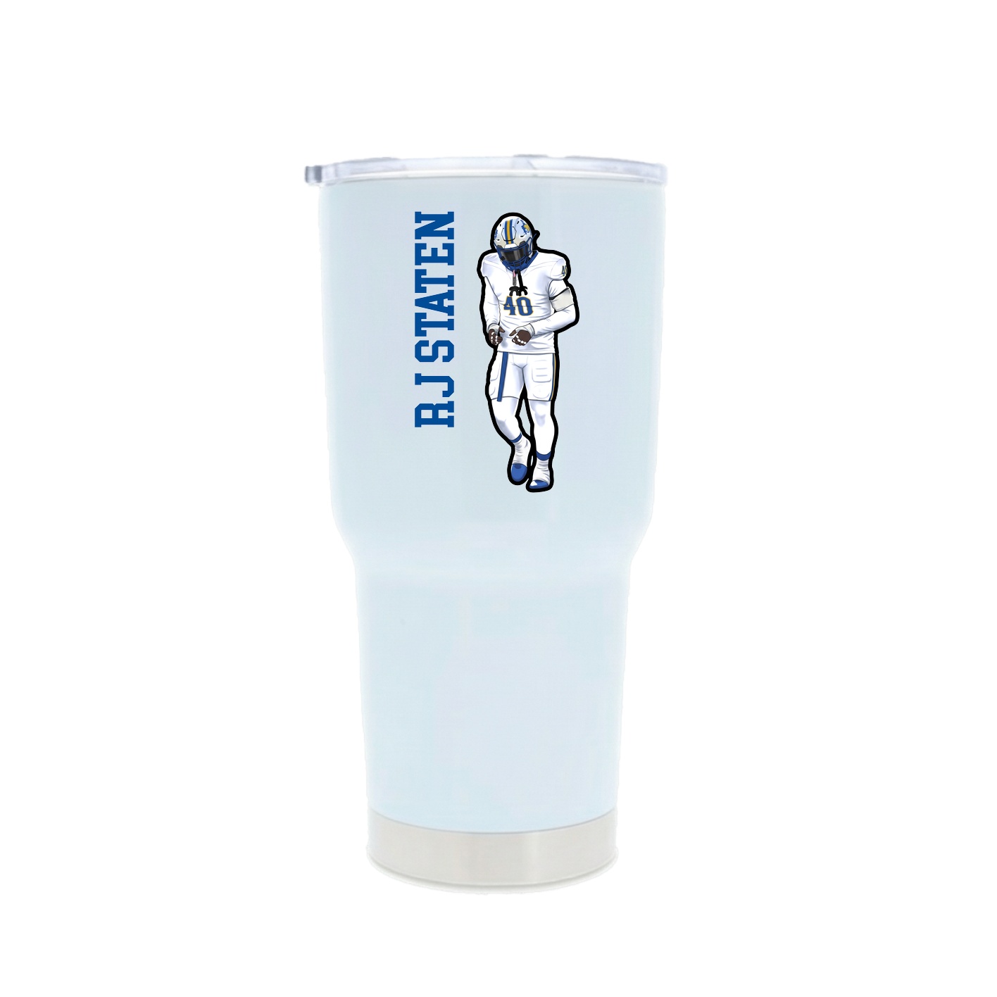 30oz Stainless Steel Tumbler — Name Vertical in White
