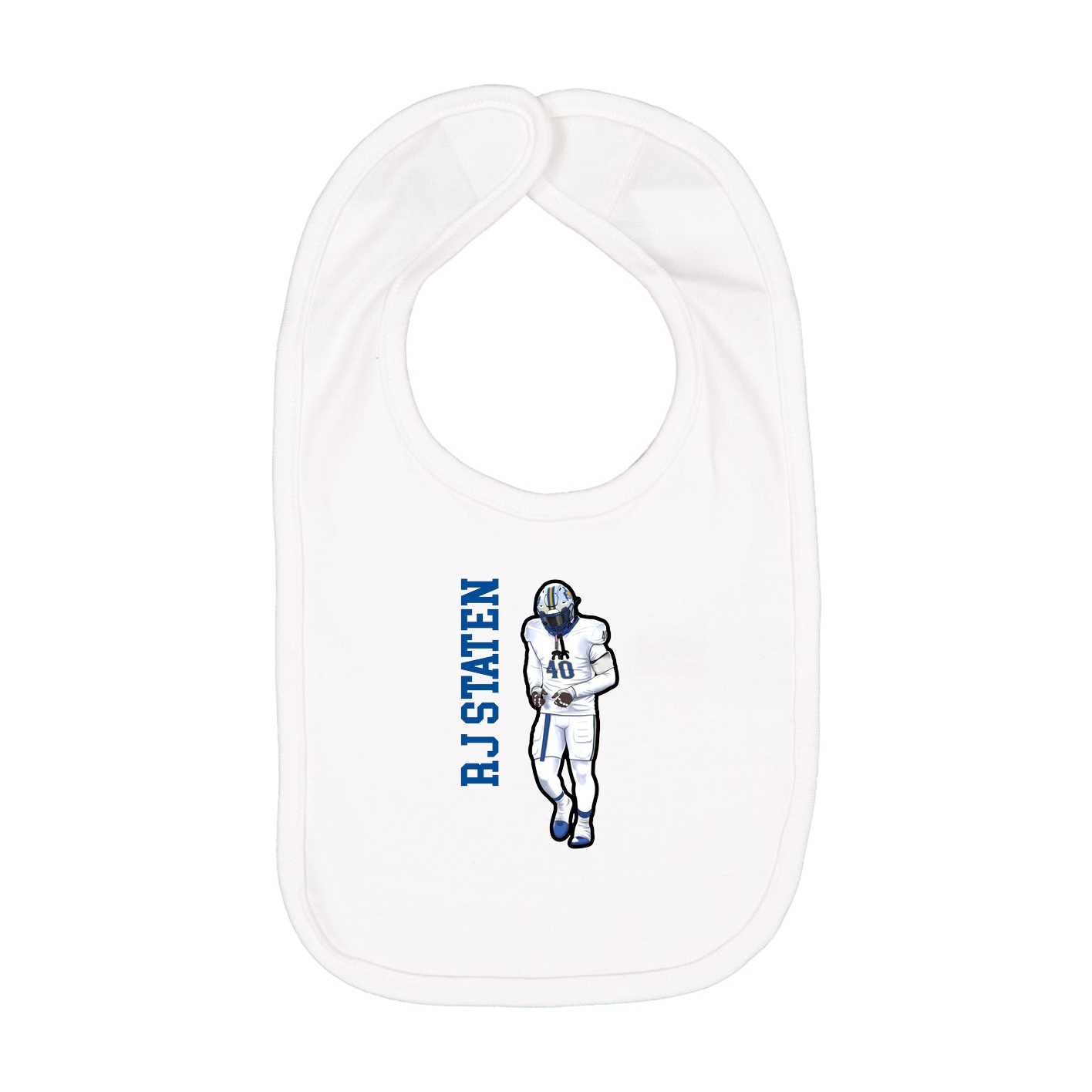 Infant Bib — Name Vertical in White