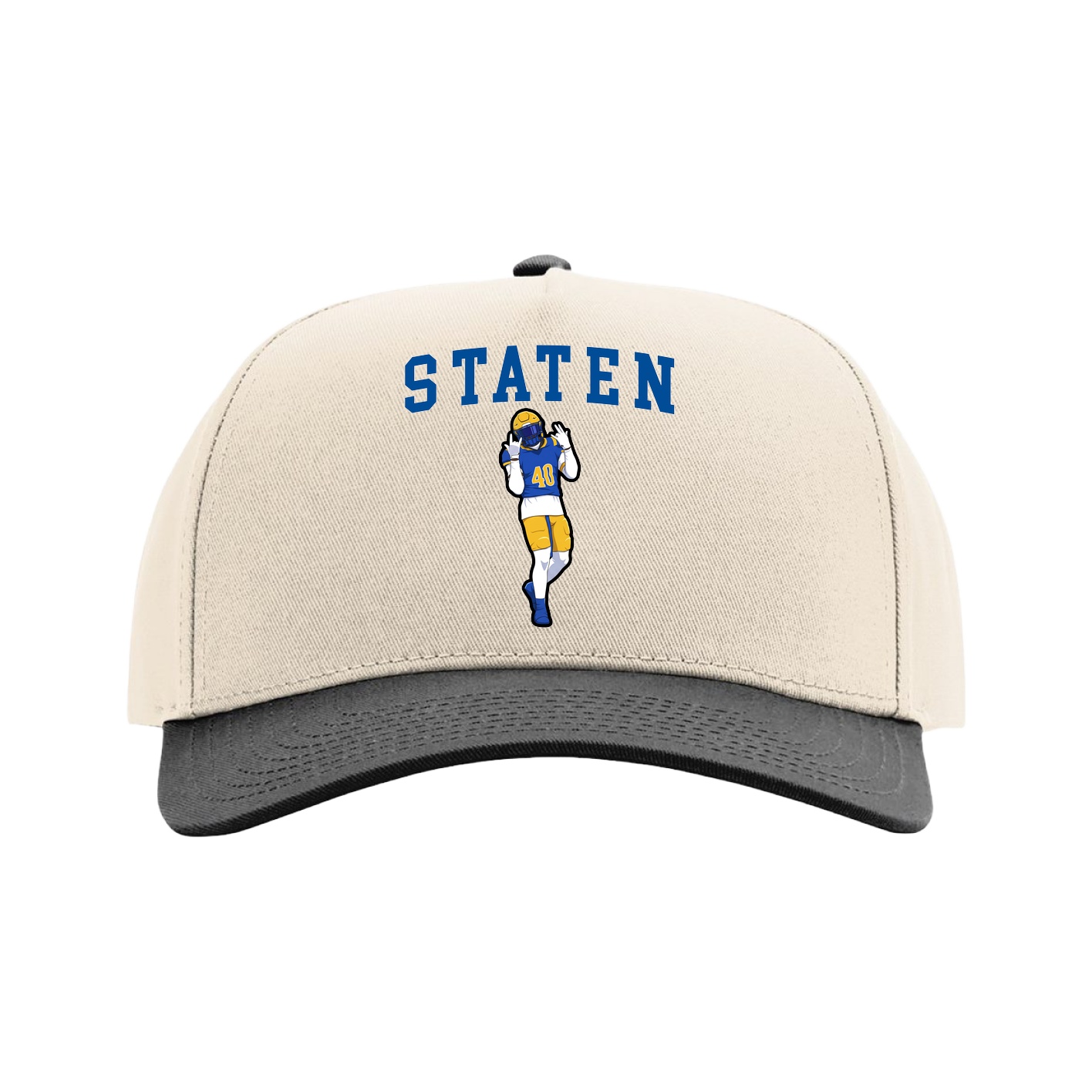 Full Fabric Five-Panel Champ Cap — Shirsey in Cream/Black