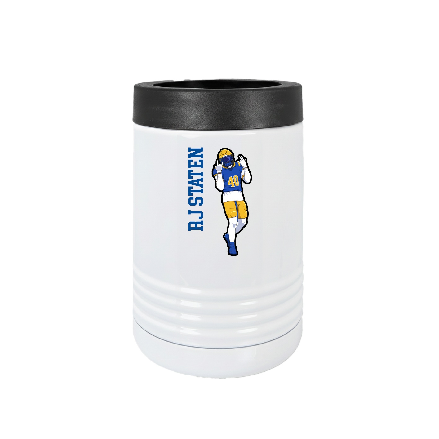 Beverage Holder — Name Vertical in White