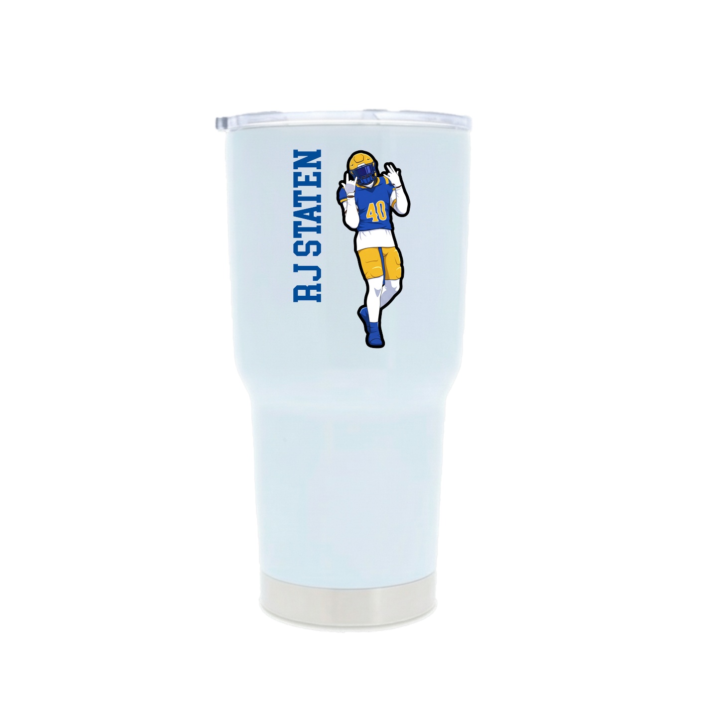 30oz Stainless Steel Tumbler — Name Vertical in White