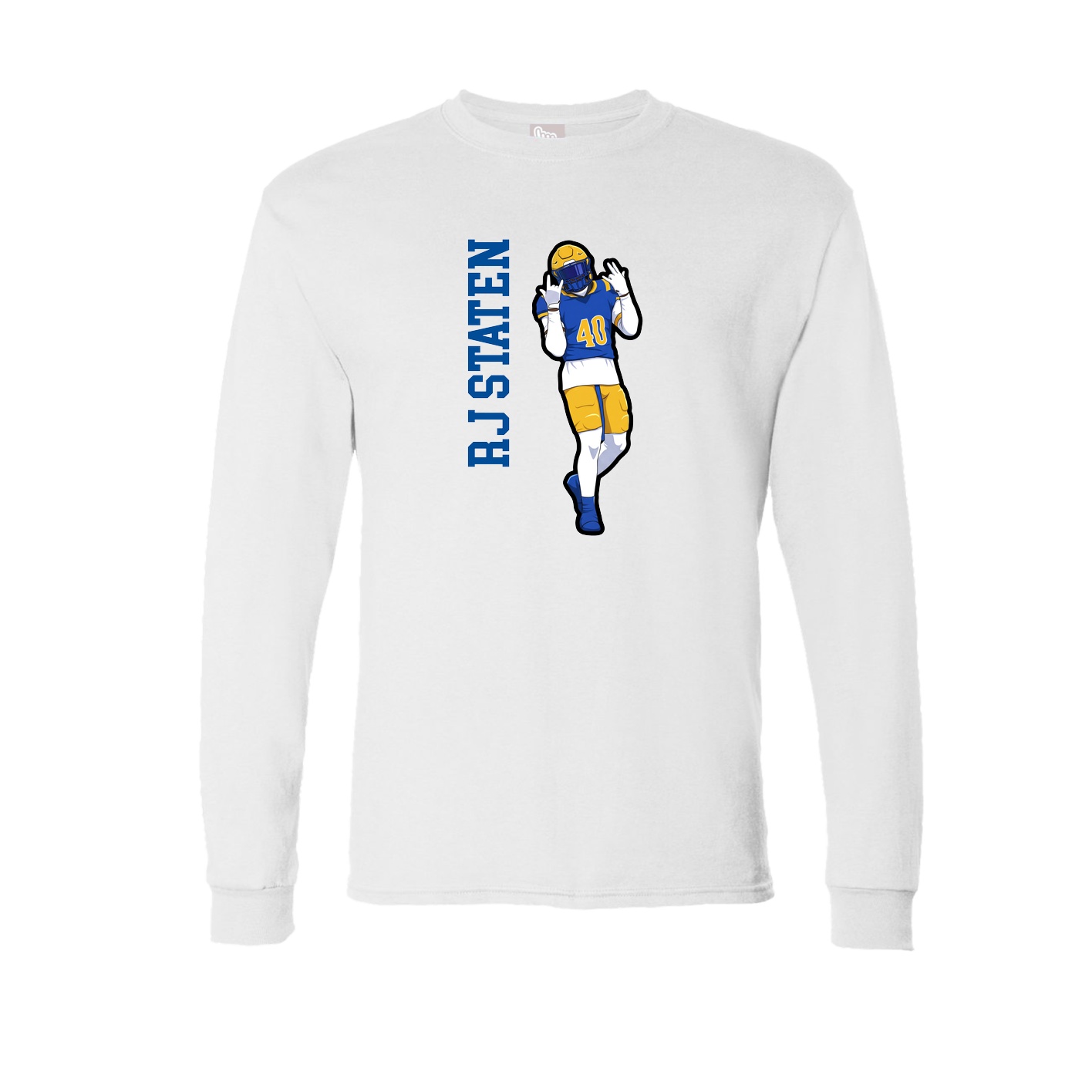 Long Sleeve Tee — Name Vertical in White