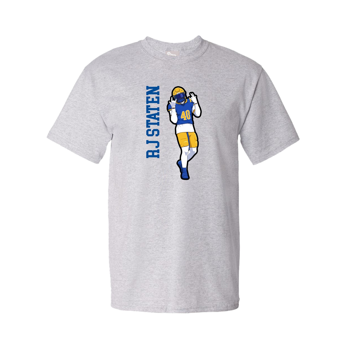 Youth Tee — Name Vertical in Grey