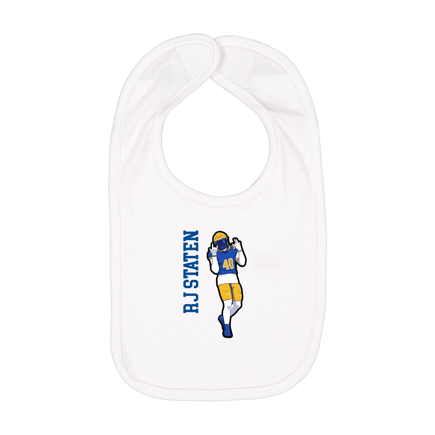 Infant Bib — Name Vertical in White