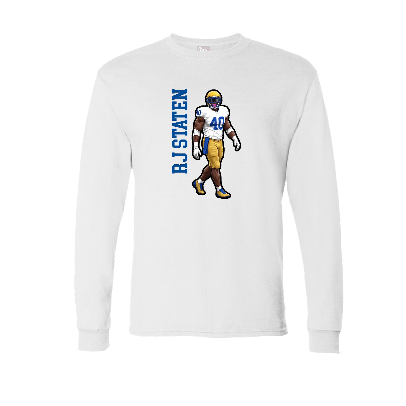 Long Sleeve Tee — Name Vertical in White
